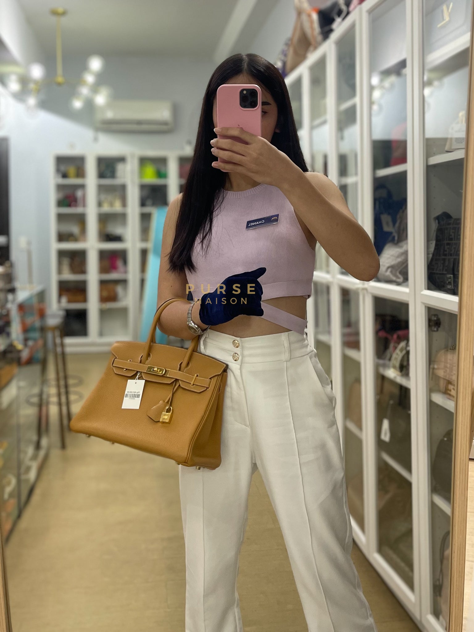 Birkin 30 Naturel Sable in Togo Leather & Gold Hardware Stamp T (2015) | Purse Maison Luxury Bags Shop