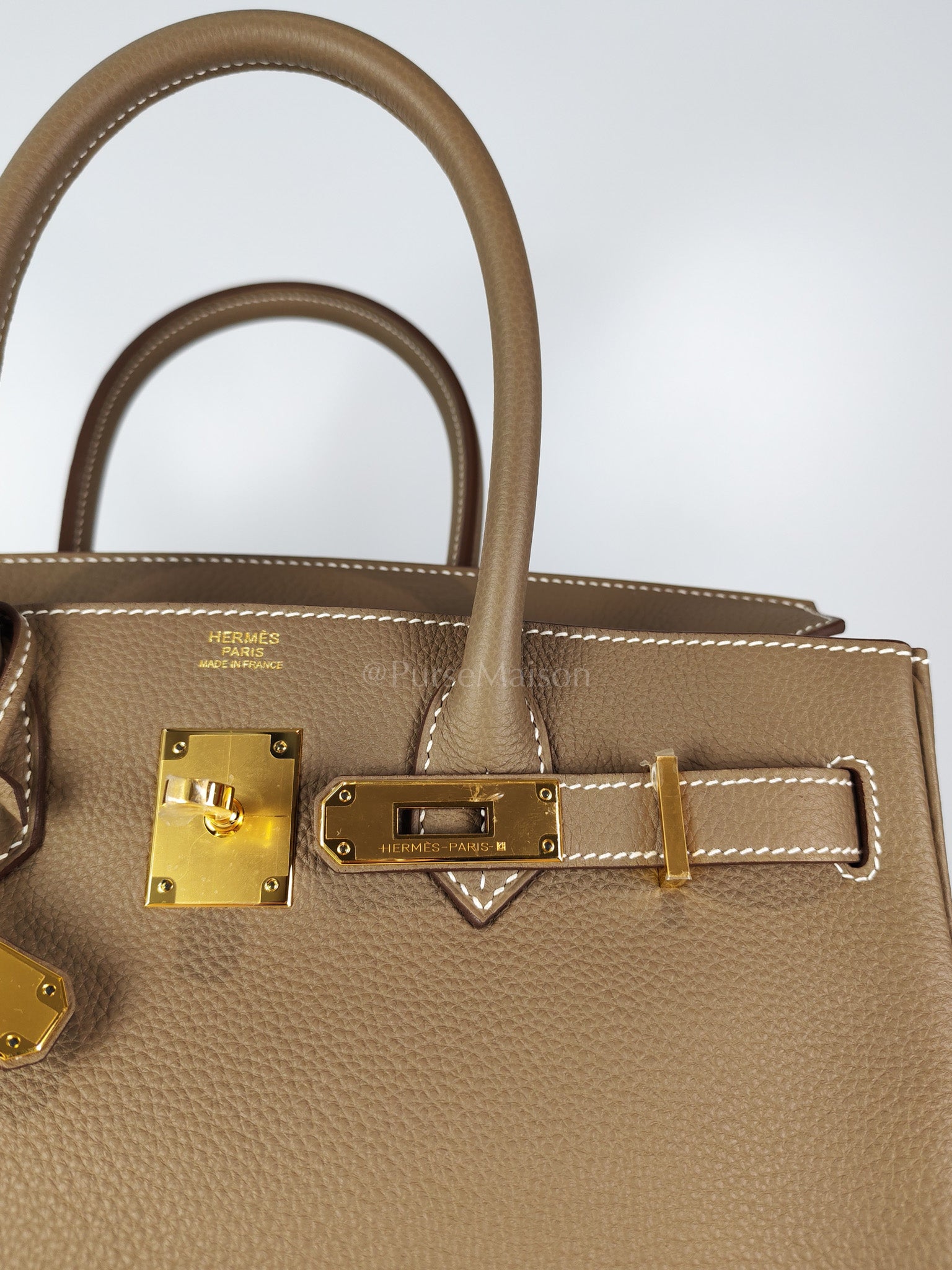 Birkin 30 Retourne Etoupe in Togo Leather and Gold Hardware Stamp W (2024) | Purse Maison Luxury Bags Shop