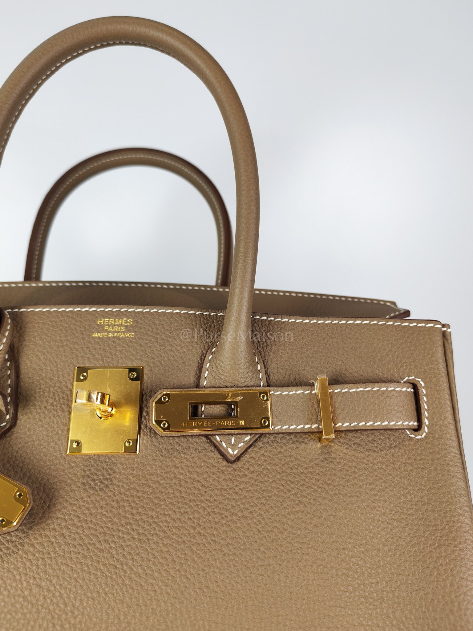 Birkin 30 Retourne Etoupe in Togo Leather and Gold Hardware Stamp W (2024) | Purse Maison Luxury Bags Shop
