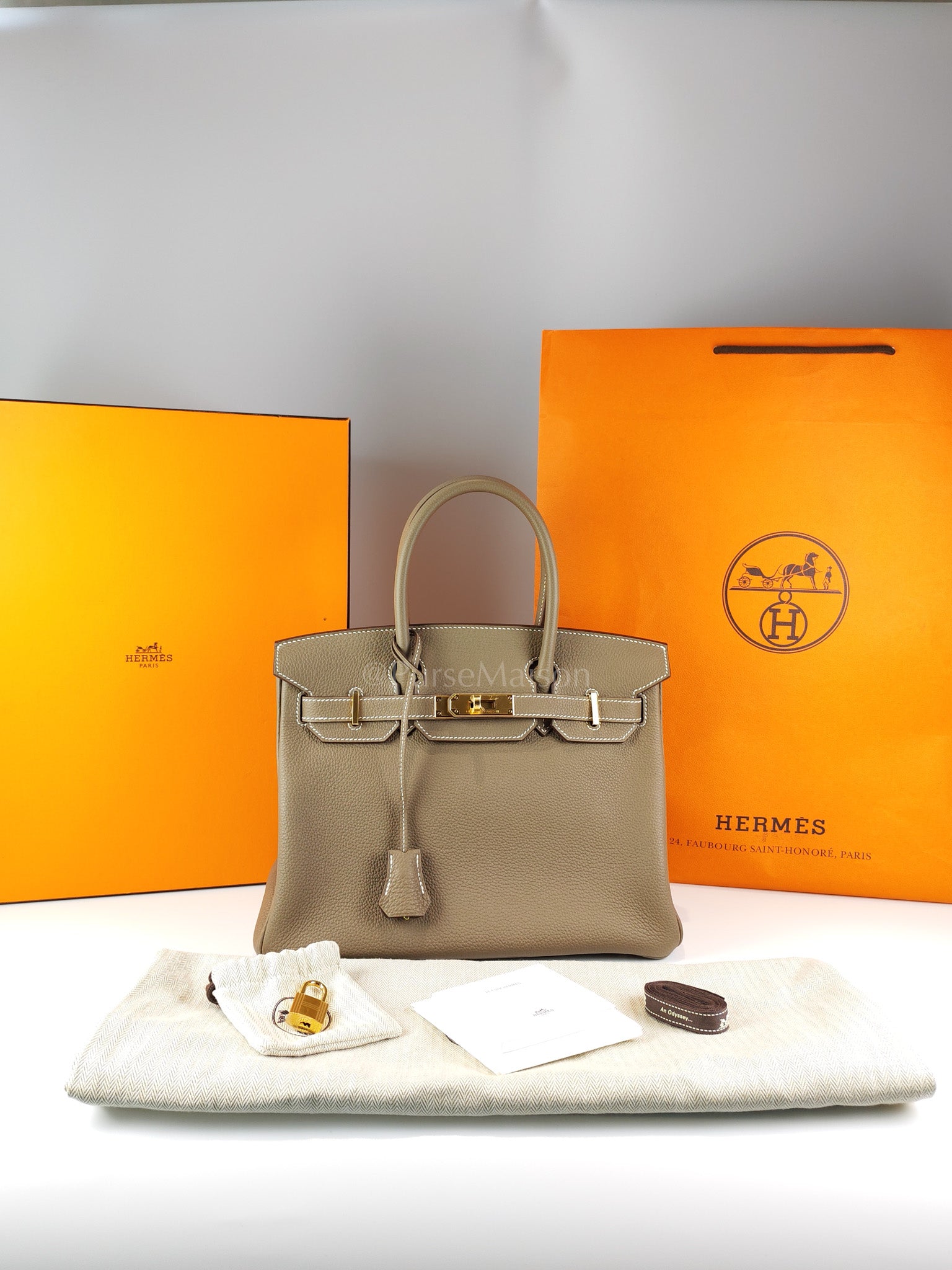 Birkin 30 Retourne Etoupe in Togo Leather and Gold Hardware Stamp W (2024) | Purse Maison Luxury Bags Shop