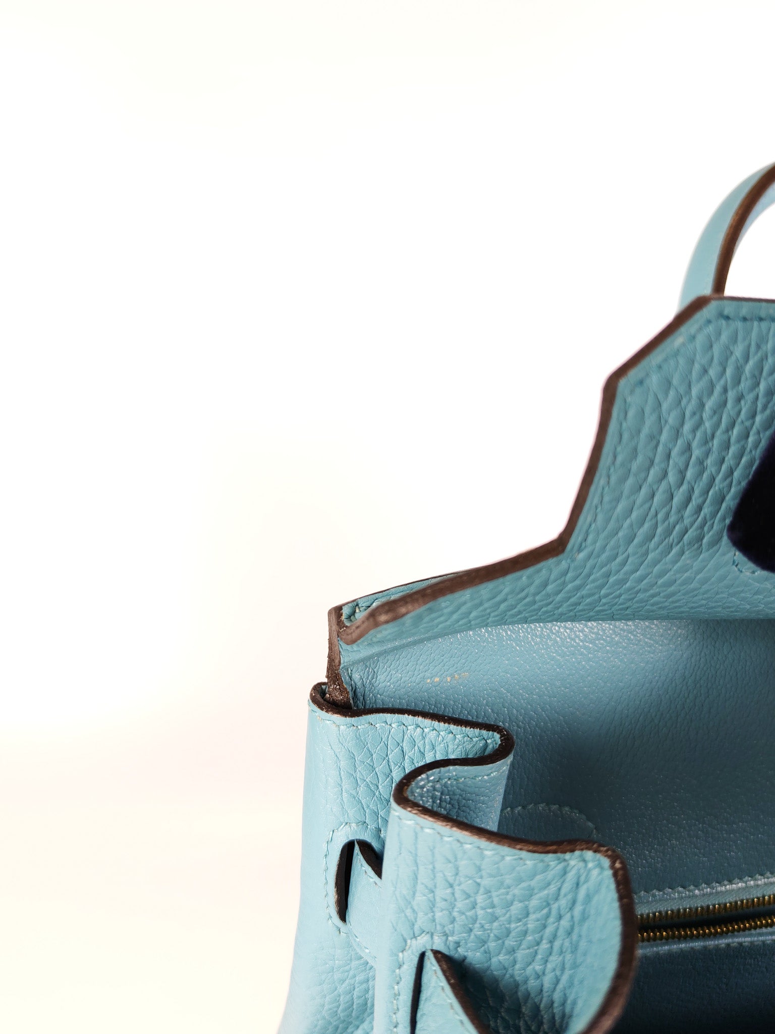 Birkin 30 Retourne in Bleu Saint Clemence and Gold Hardware Stamp T (2015) | Purse Maison Luxury Bags Shop