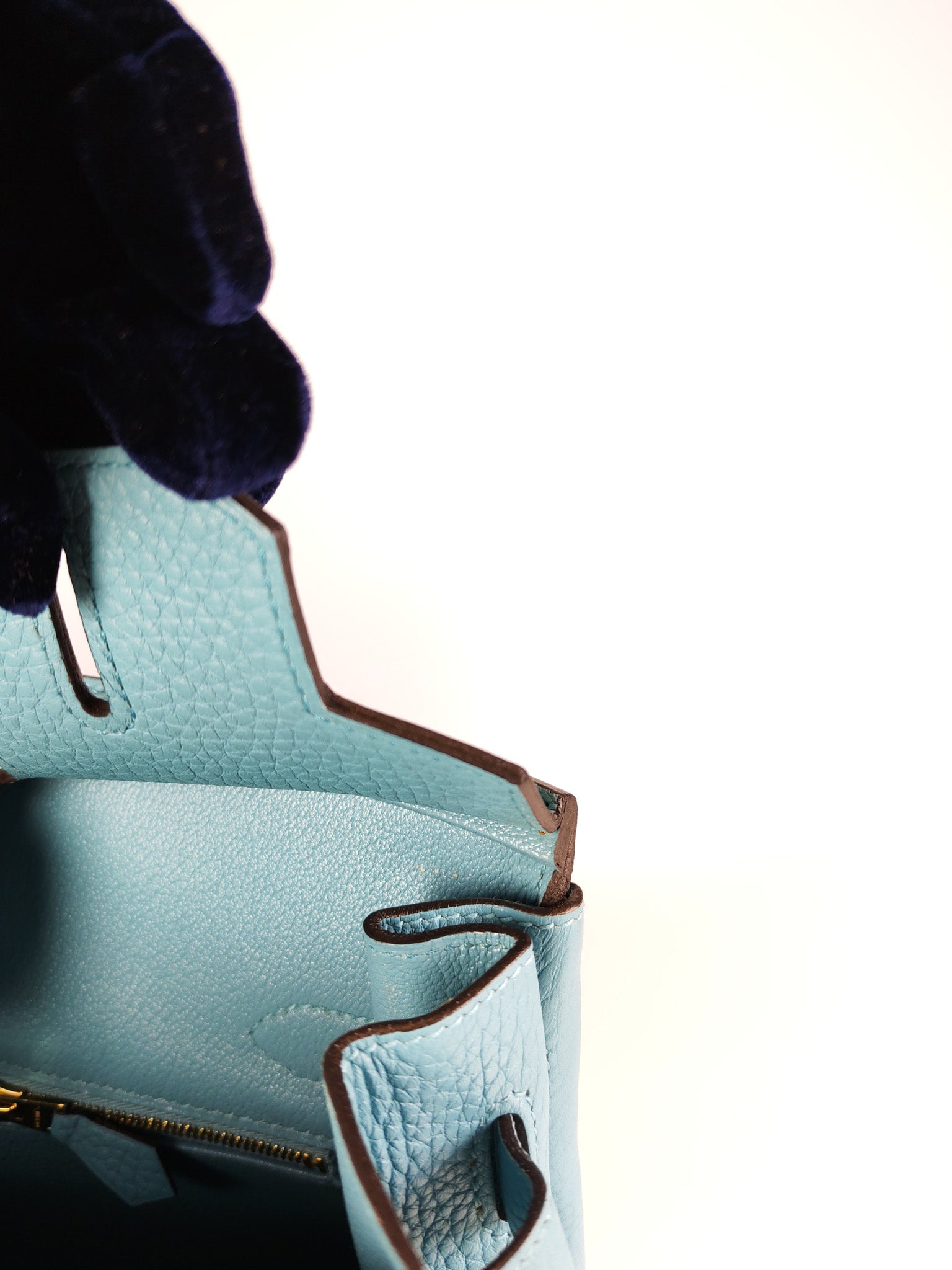 Birkin 30 Retourne in Bleu Saint Clemence and Gold Hardware Stamp T (2015) | Purse Maison Luxury Bags Shop