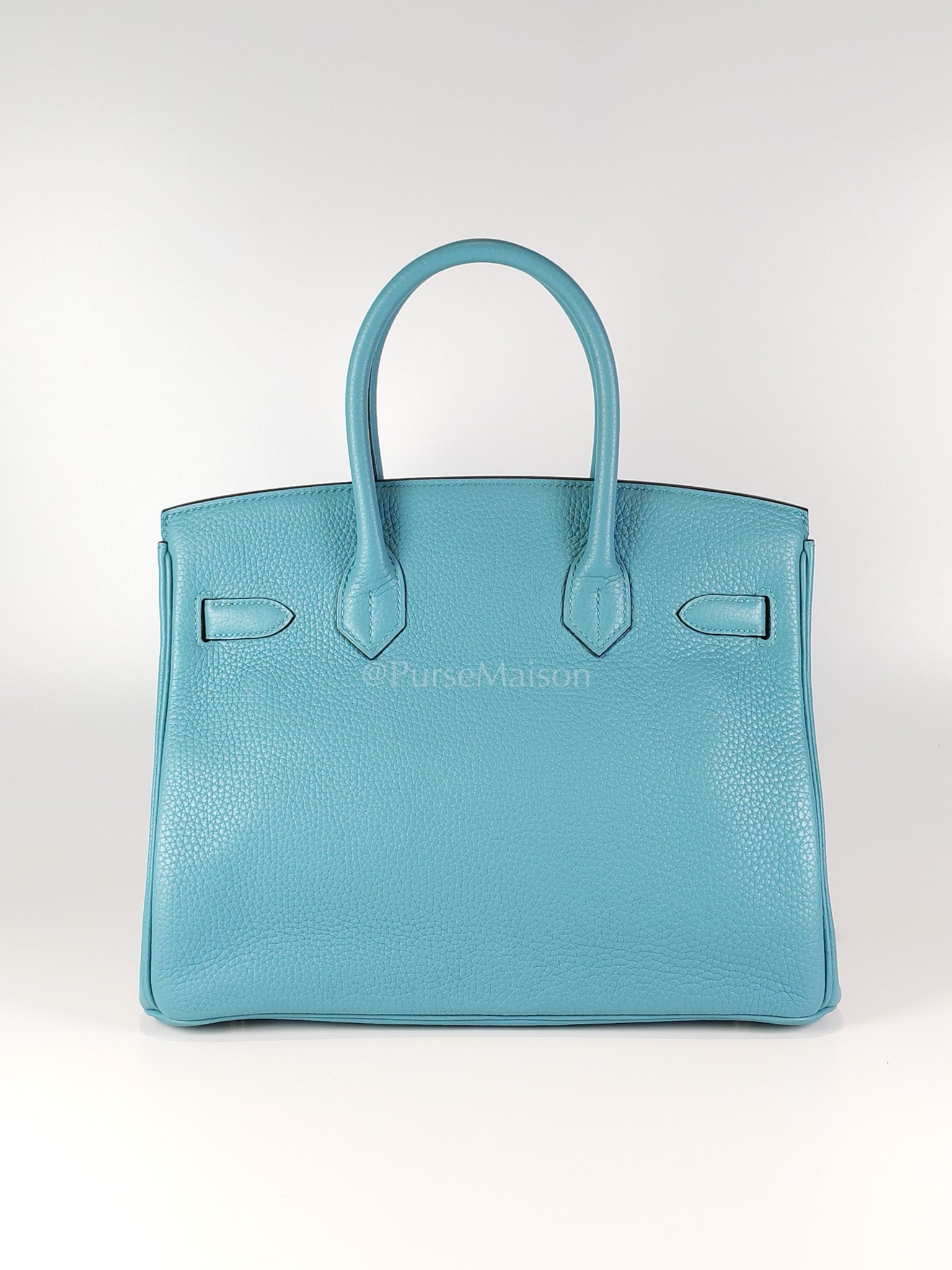 Birkin 30 Retourne in Bleu Saint Clemence and Gold Hardware Stamp T (2015) | Purse Maison Luxury Bags Shop
