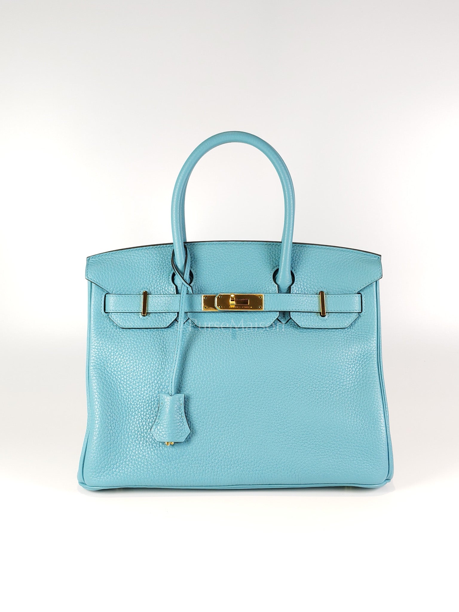 Birkin 30 Retourne in Bleu Saint Clemence and Gold Hardware Stamp T (2015) | Purse Maison Luxury Bags Shop