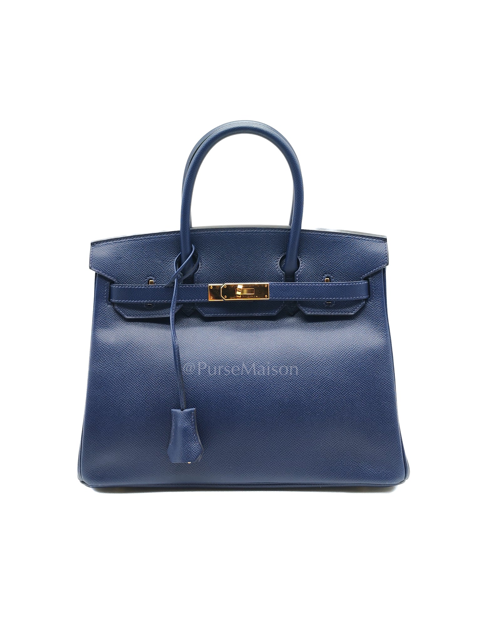 Birkin 30 Retourne in Blue Sapphire Epsom Leather and Gold Hardware Stamp T (2015) | Purse Maison Luxury Bags Shop