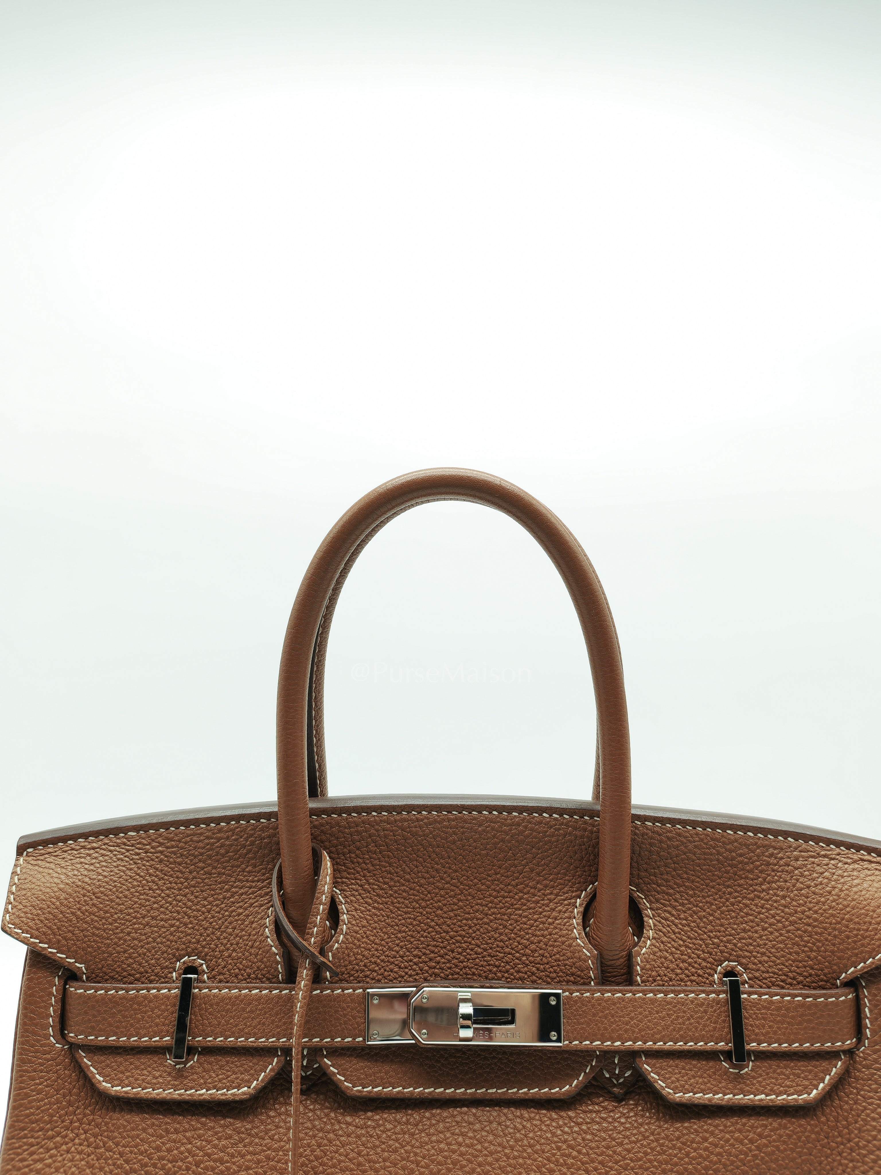 Birkin 30 Retourne in Gold Togo Leather and Palladium Hardware Stamp Square M (2009) | Purse Maison Luxury Bags Shop