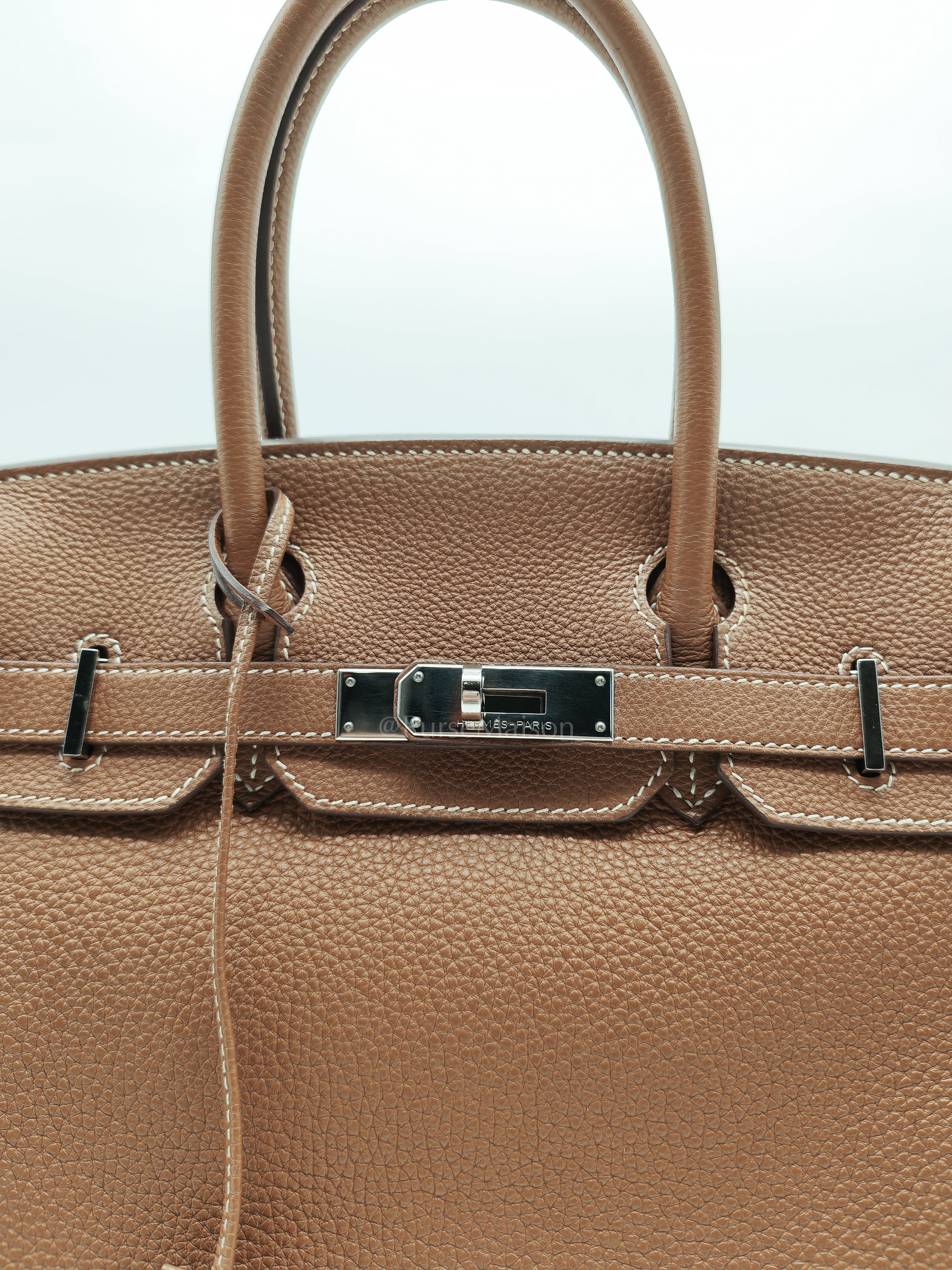 Birkin 30 Retourne in Gold Togo Leather and Palladium Hardware Stamp Square M (2009) | Purse Maison Luxury Bags Shop