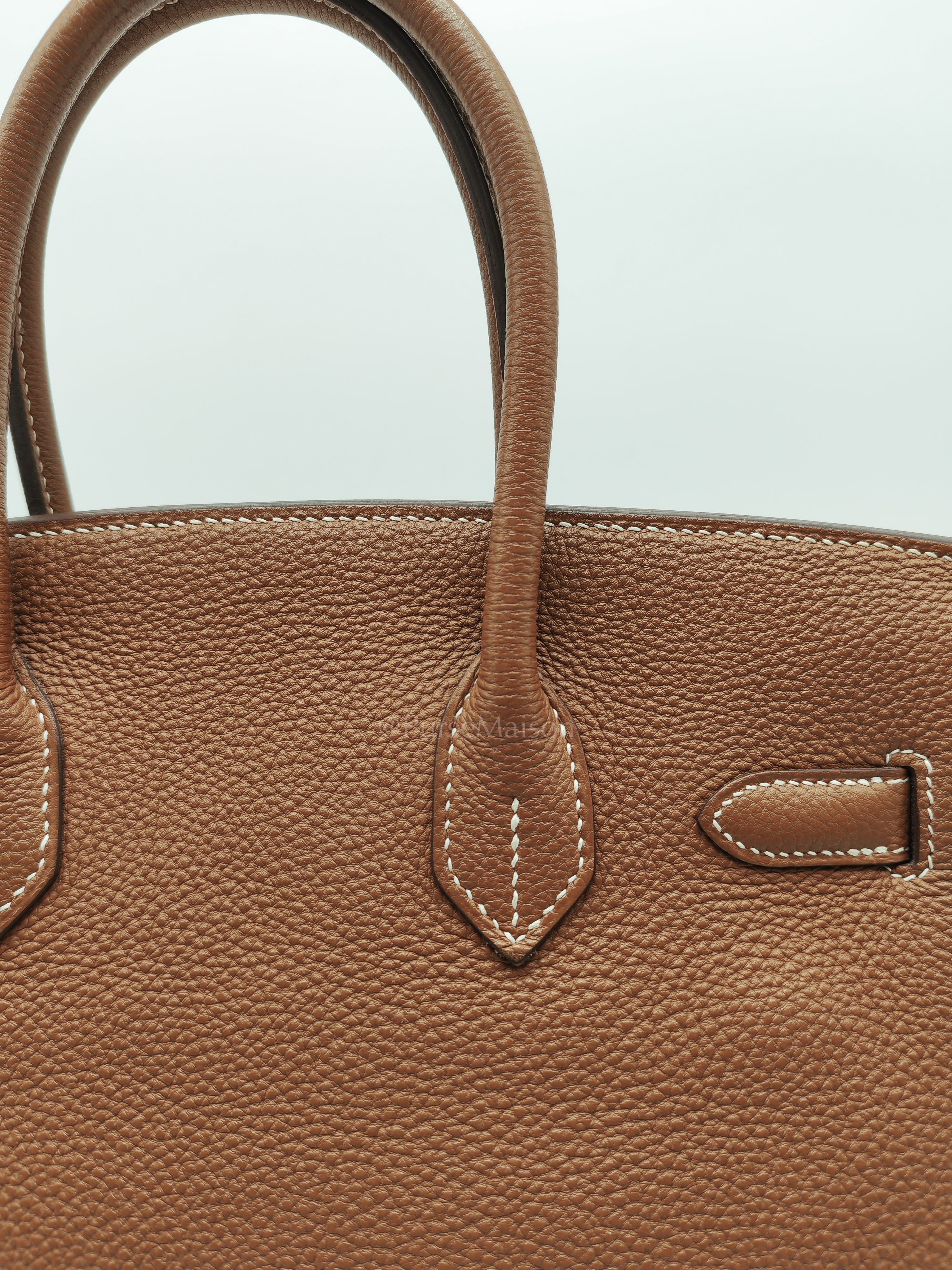 Birkin 30 Retourne in Gold Togo Leather and Palladium Hardware Stamp Square M (2009) | Purse Maison Luxury Bags Shop