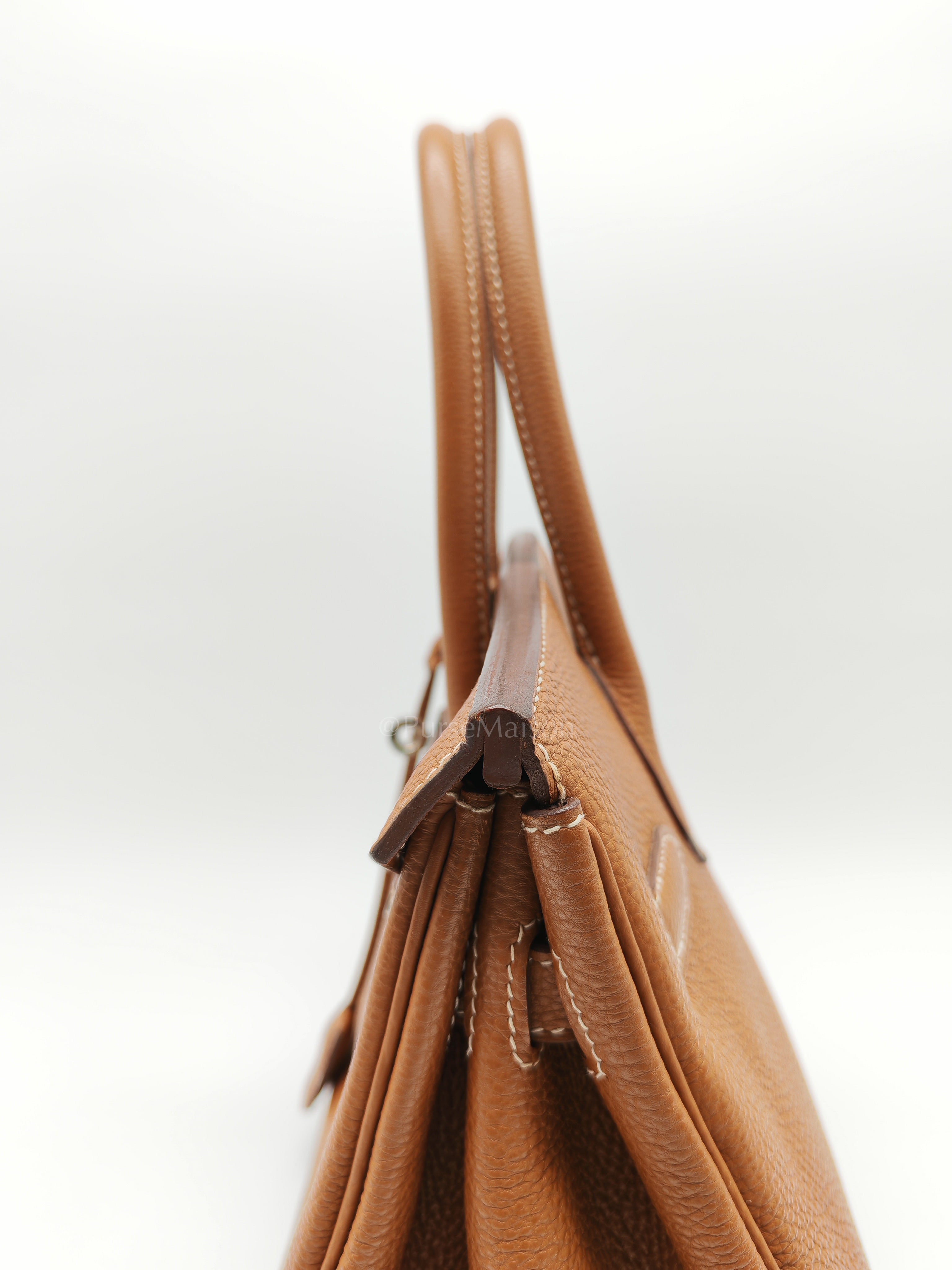 Birkin 30 Retourne in Gold Togo Leather and Palladium Hardware Stamp Square M (2009) | Purse Maison Luxury Bags Shop