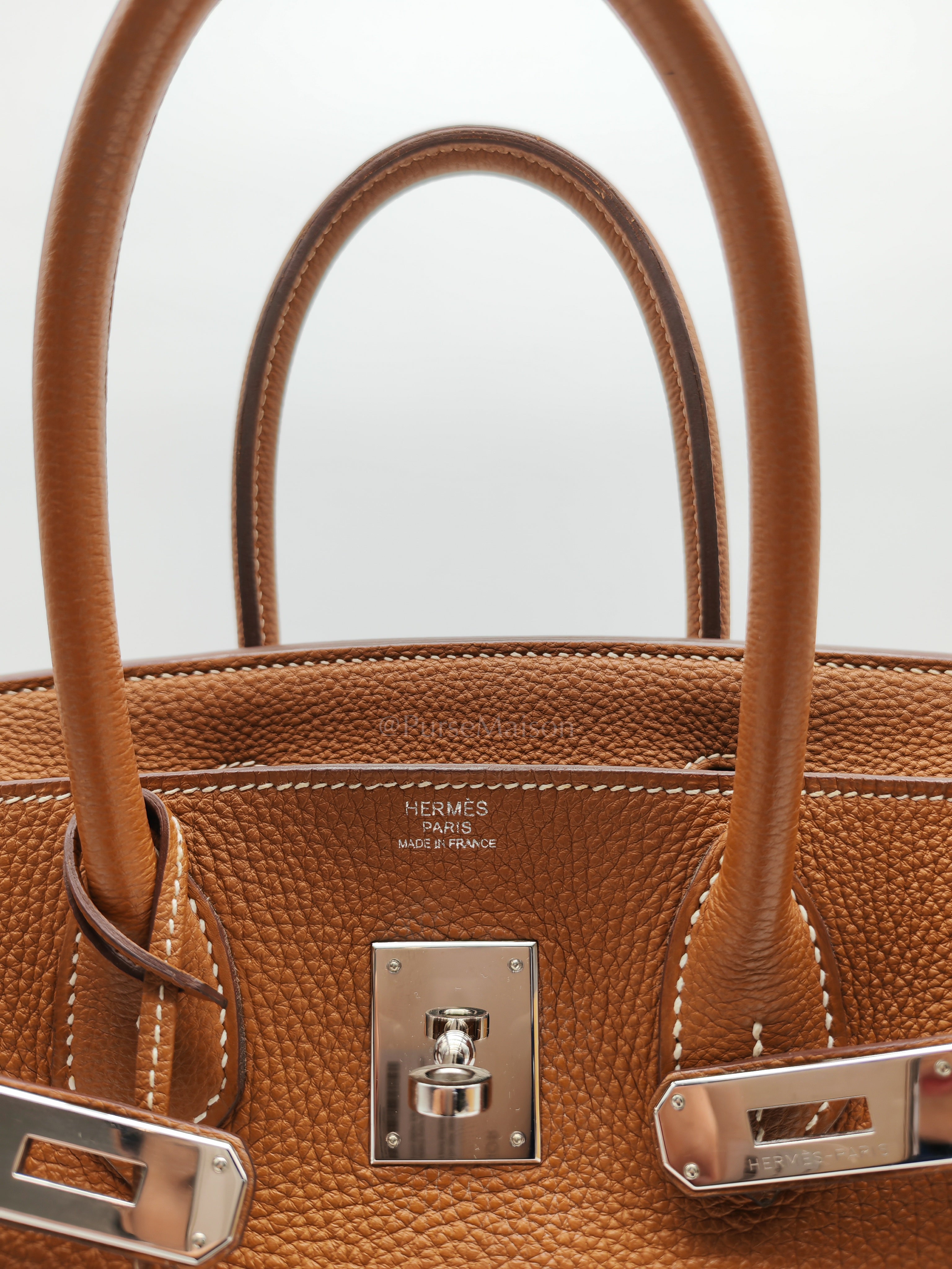 Birkin 30 Retourne in Gold Togo Leather and Palladium Hardware Stamp Square M (2009) | Purse Maison Luxury Bags Shop
