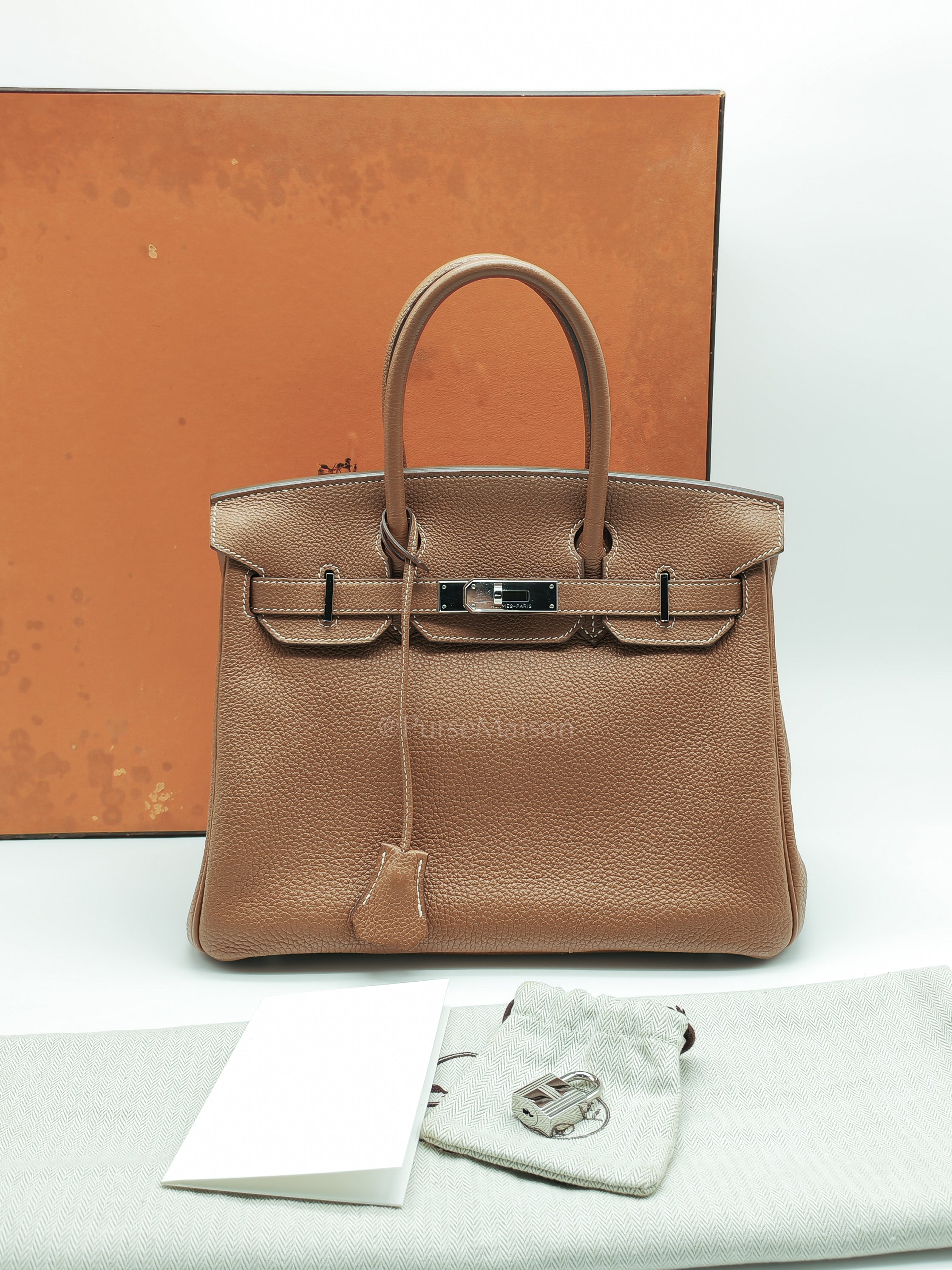 Birkin 30 Retourne in Gold Togo Leather and Palladium Hardware Stamp Square M (2009) | Purse Maison Luxury Bags Shop