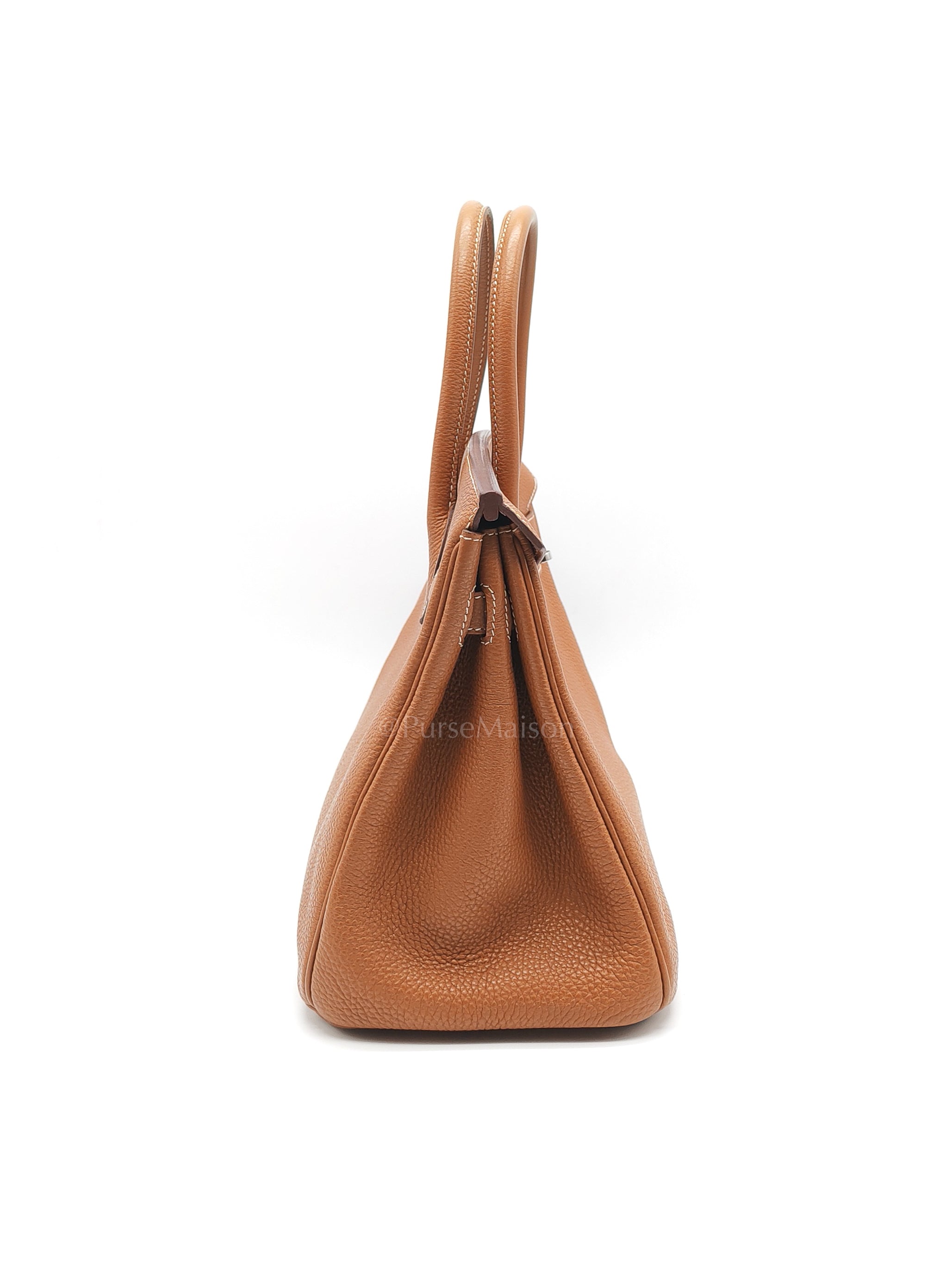 Birkin 30 Retourne in Gold Togo Leather and Palladium Hardware Stamp Square M (2009) | Purse Maison Luxury Bags Shop