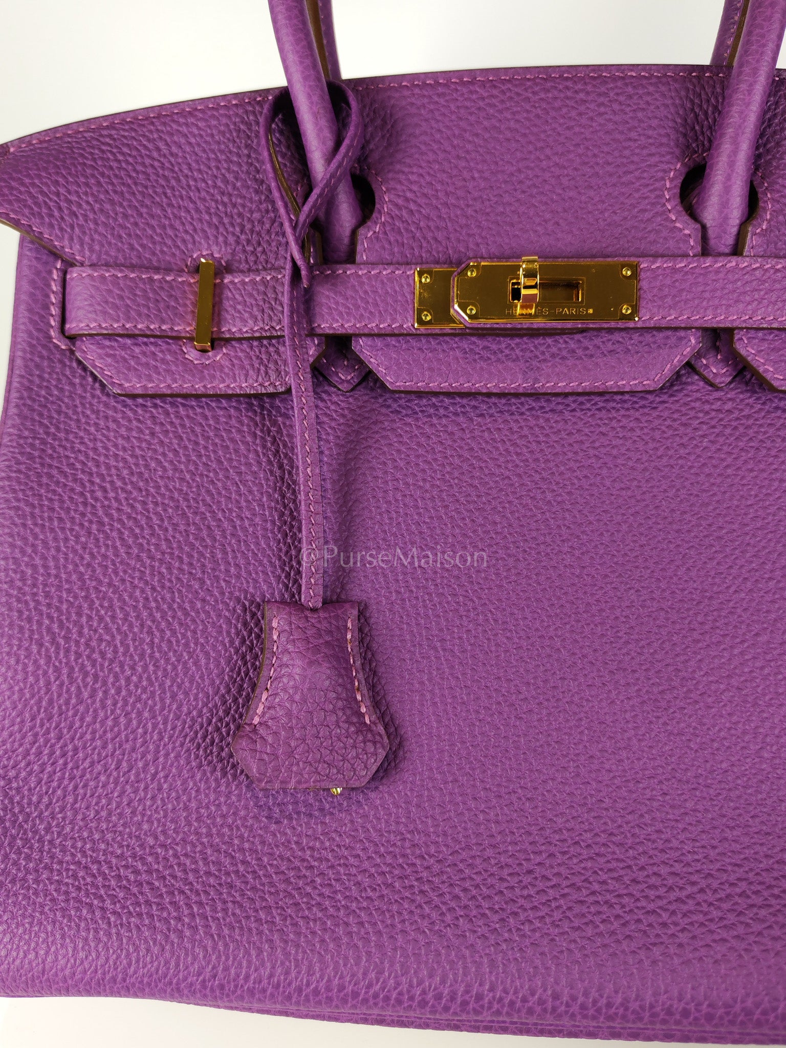 Birkin 30 Retourne in Purple Togo Loeather and Gold Hardware Stamp T (2015) | Purse Maison Luxury Bags Shop