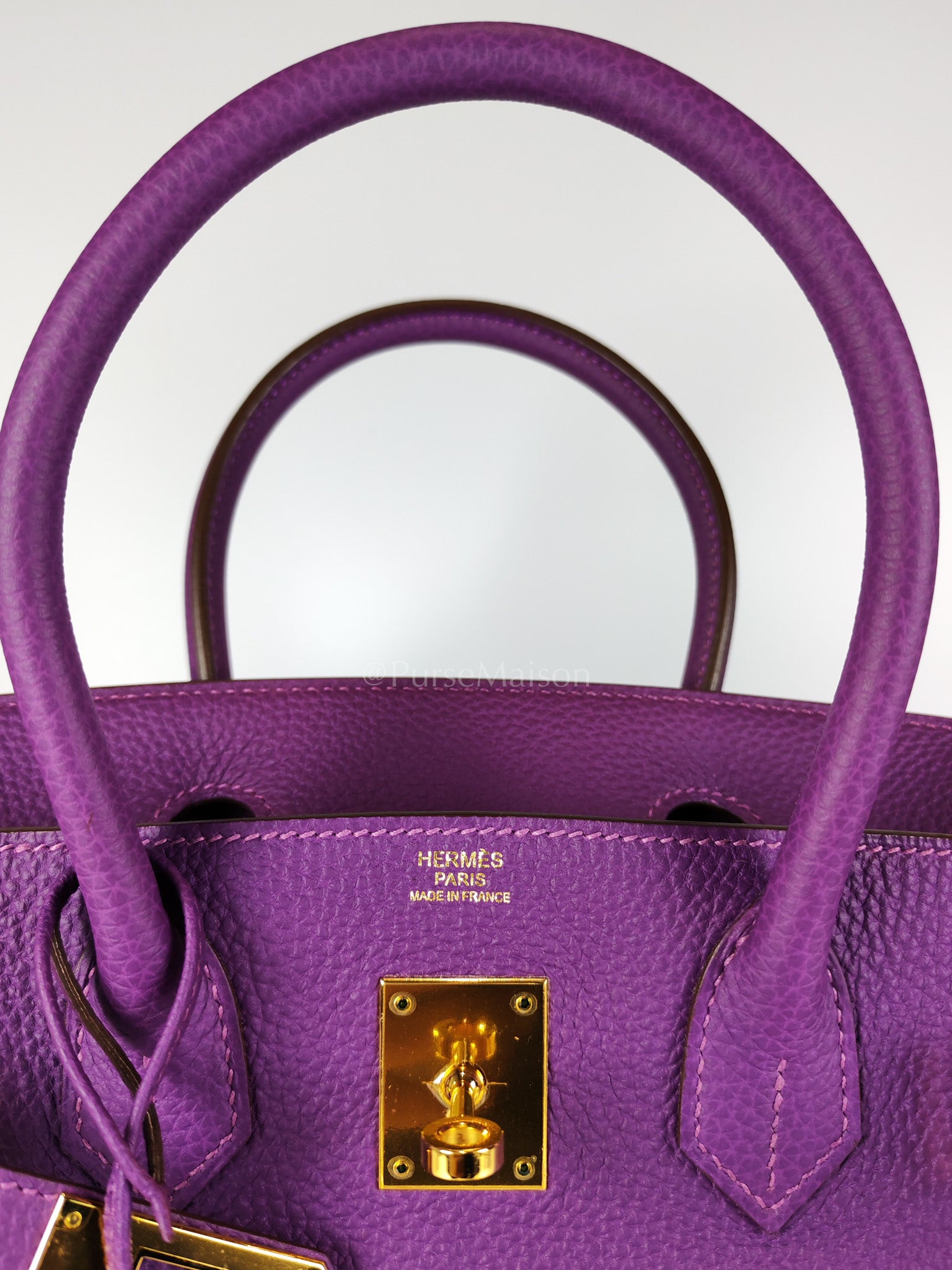 Birkin 30 Retourne in Purple Togo Loeather and Gold Hardware Stamp T (2015) | Purse Maison Luxury Bags Shop
