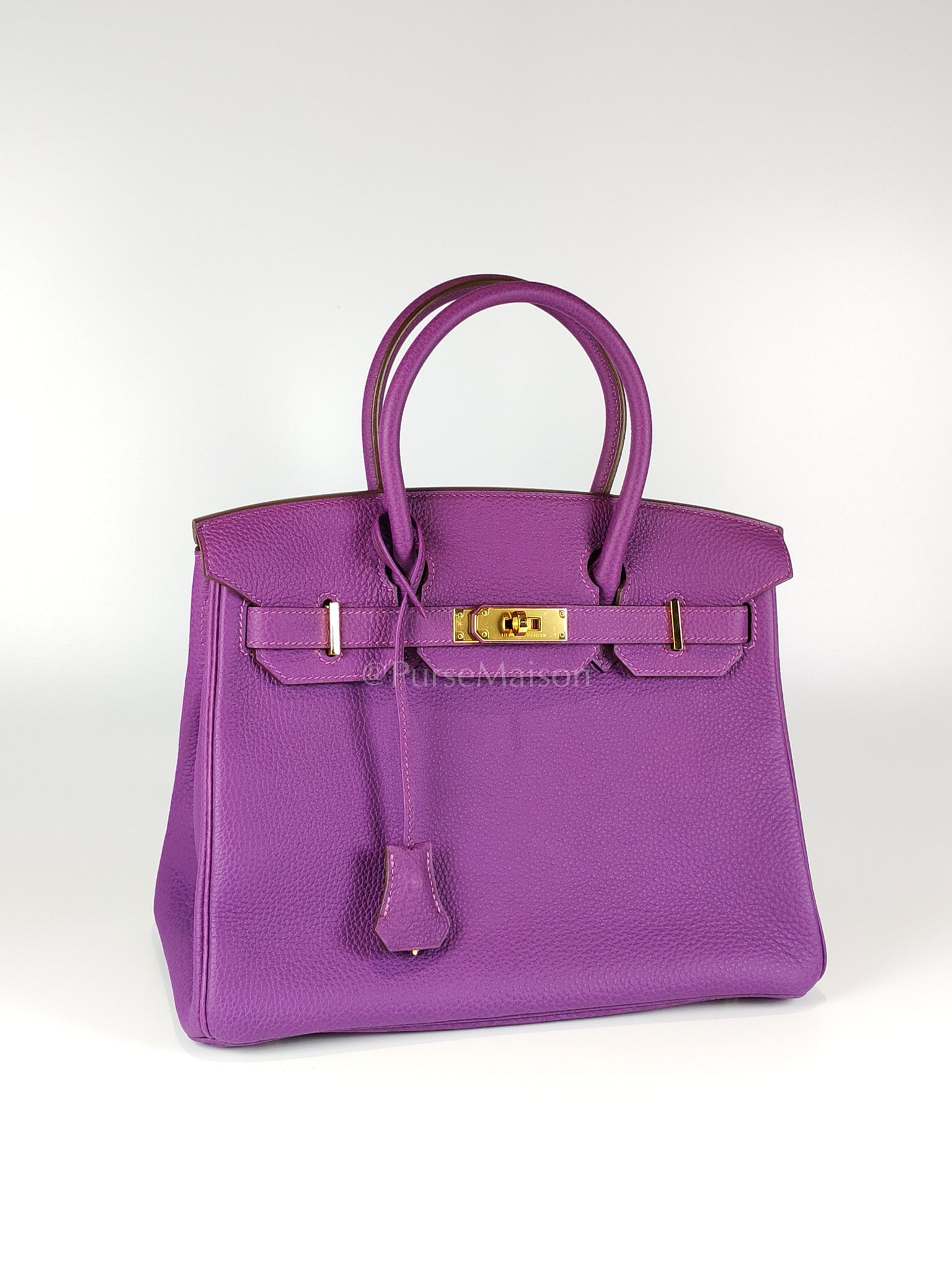 Birkin 30 Retourne in Purple Togo Loeather and Gold Hardware Stamp T (2015) | Purse Maison Luxury Bags Shop