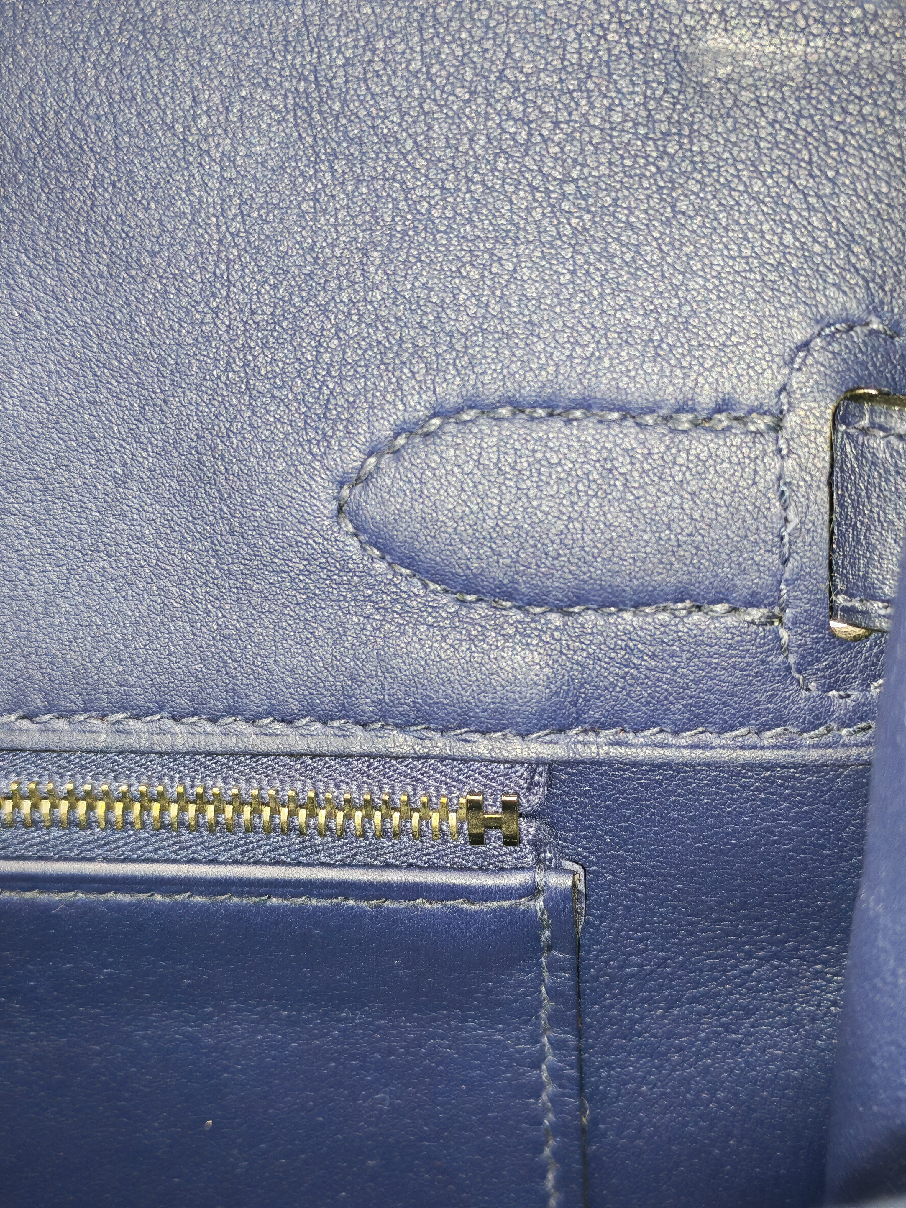 Birkin 30 Retourne in Tressage de Cuir Blue Du Nord/Bleu Encre Epsom in Swift Leather and Palladium Hardware Stamp D (2019) | Purse Maison Luxury Bags Shop