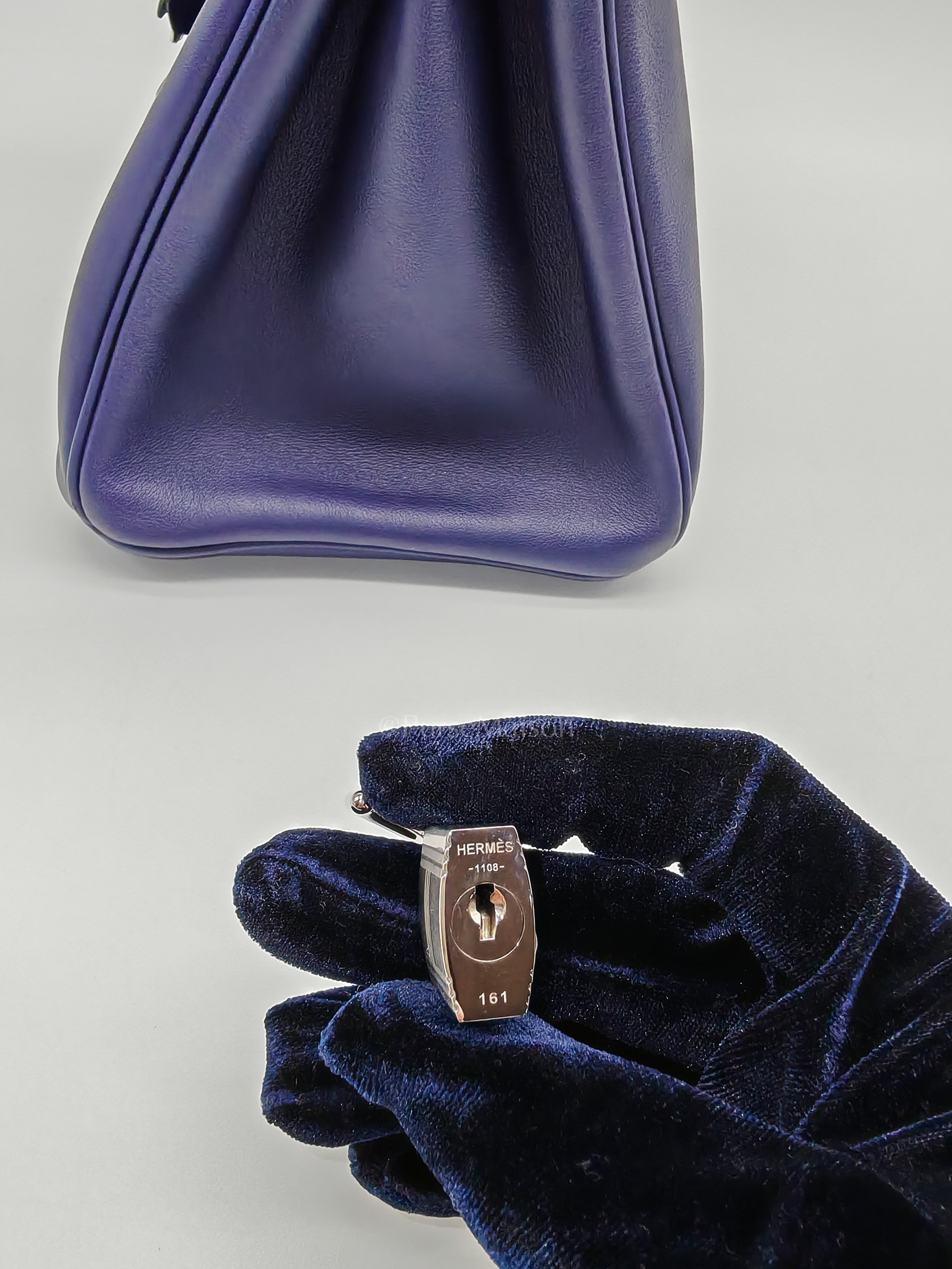 Birkin 30 Retourne in Tressage de Cuir Blue Du Nord/Bleu Encre Epsom in Swift Leather and Palladium Hardware Stamp D (2019) | Purse Maison Luxury Bags Shop