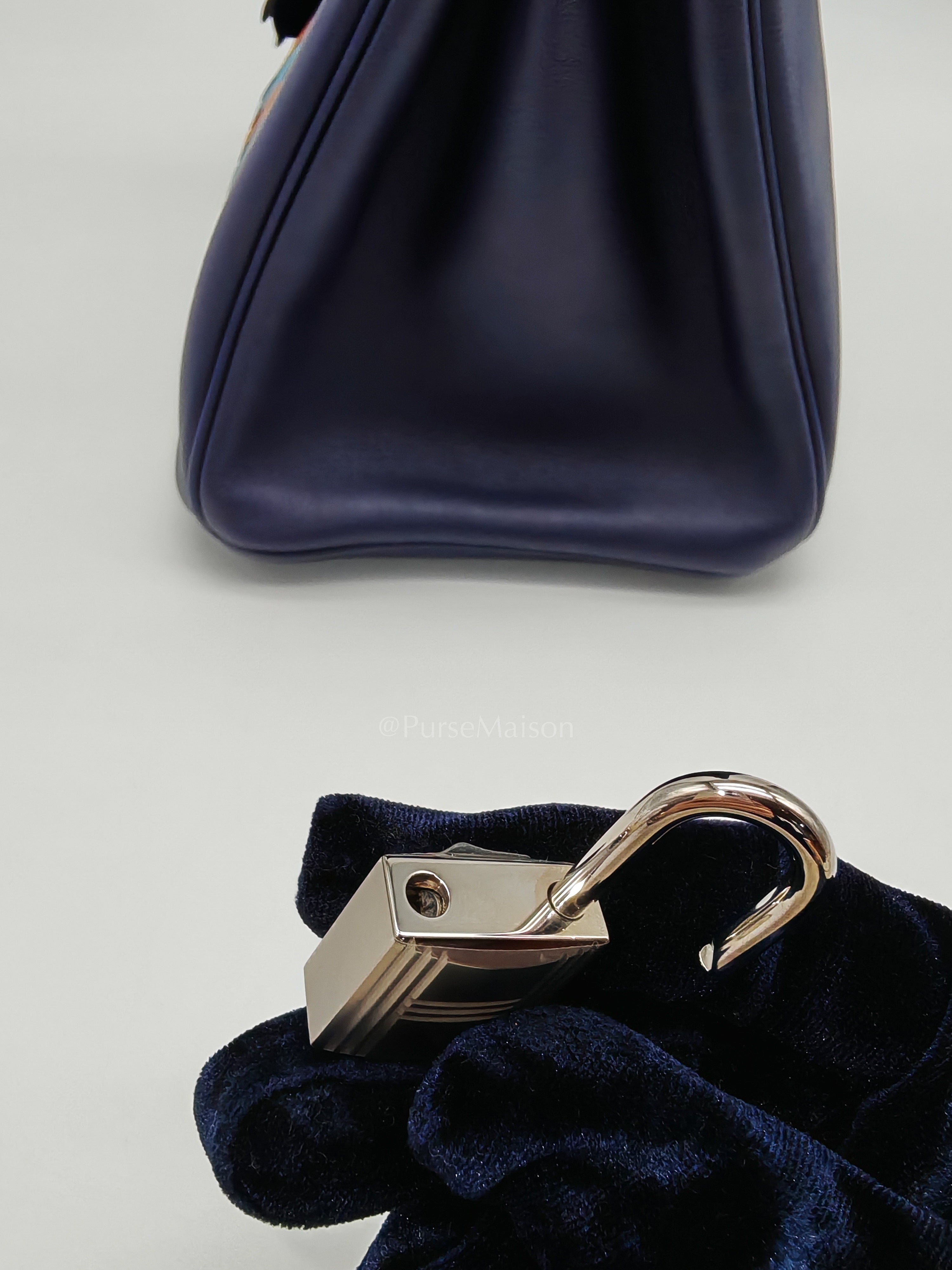 Birkin 30 Retourne in Tressage de Cuir Blue Du Nord/Bleu Encre Epsom in Swift Leather and Palladium Hardware Stamp D (2019) | Purse Maison Luxury Bags Shop