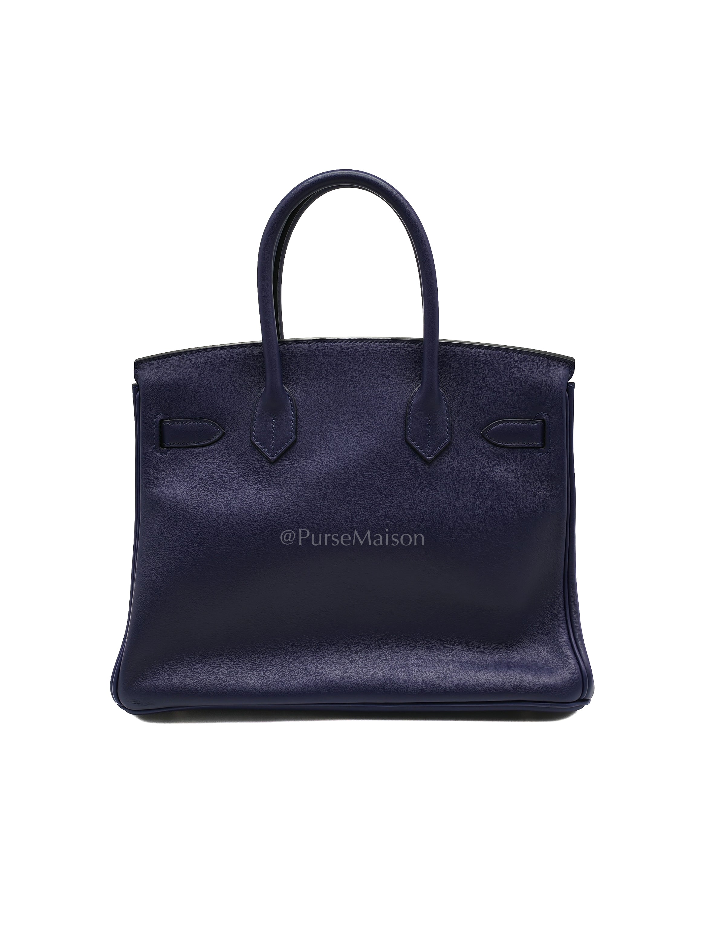 Birkin 30 Retourne in Tressage de Cuir Blue Du Nord/Bleu Encre Epsom in Swift Leather and Palladium Hardware Stamp D (2019) | Purse Maison Luxury Bags Shop