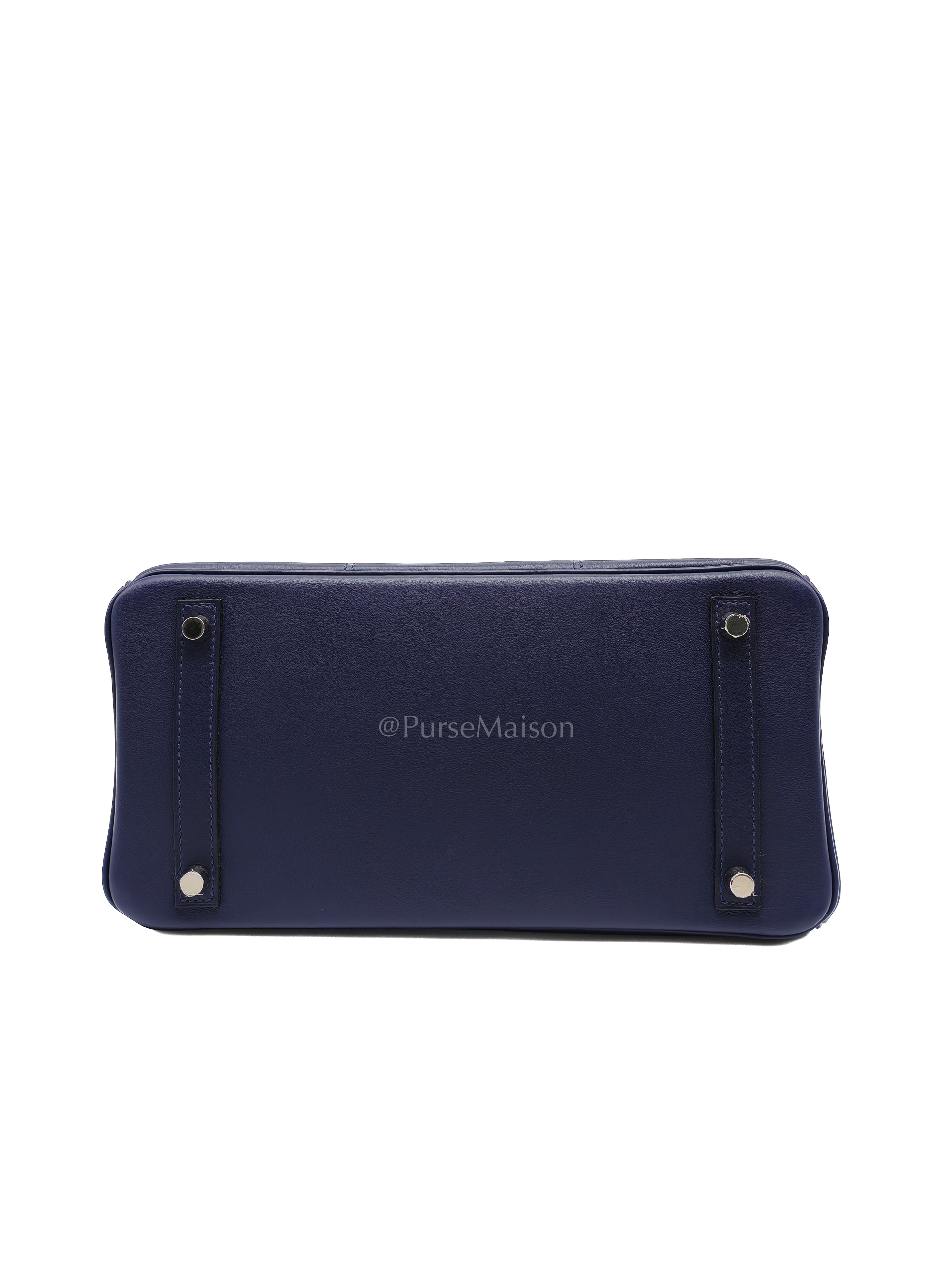 Birkin 30 Retourne in Tressage de Cuir Blue Du Nord/Bleu Encre Epsom in Swift Leather and Palladium Hardware Stamp D (2019) | Purse Maison Luxury Bags Shop