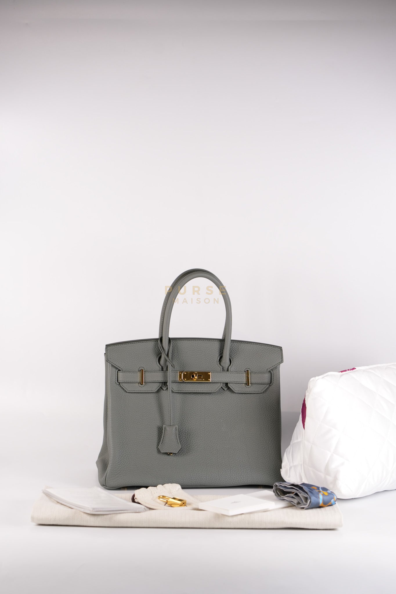 Birkin 30 Retourne Vert Amande in Togo Leather and Gold Hardware Stamp D (2019) | Purse Maison Luxury Bags Shop