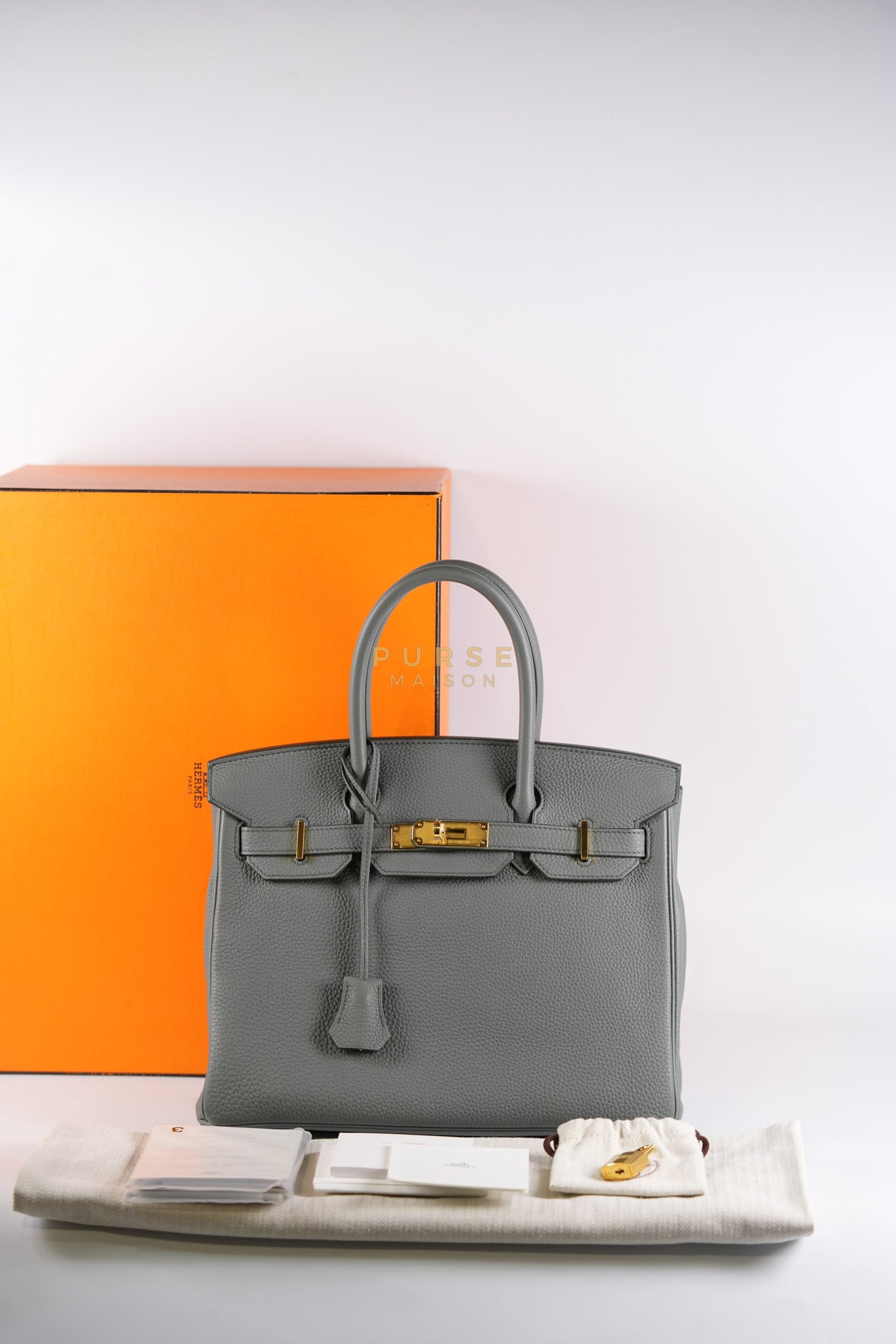 Birkin 30 Retourne Vert Amande in Togo Leather and Gold Hardware Stamp D (2019) | Purse Maison Luxury Bags Shop