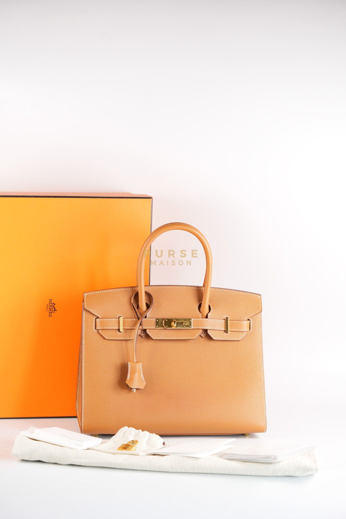 Birkin 30 Sellier Gold in Epsom Leather and Gold Hardware Stamp U (2022) | Purse Maison Luxury Bags Shop