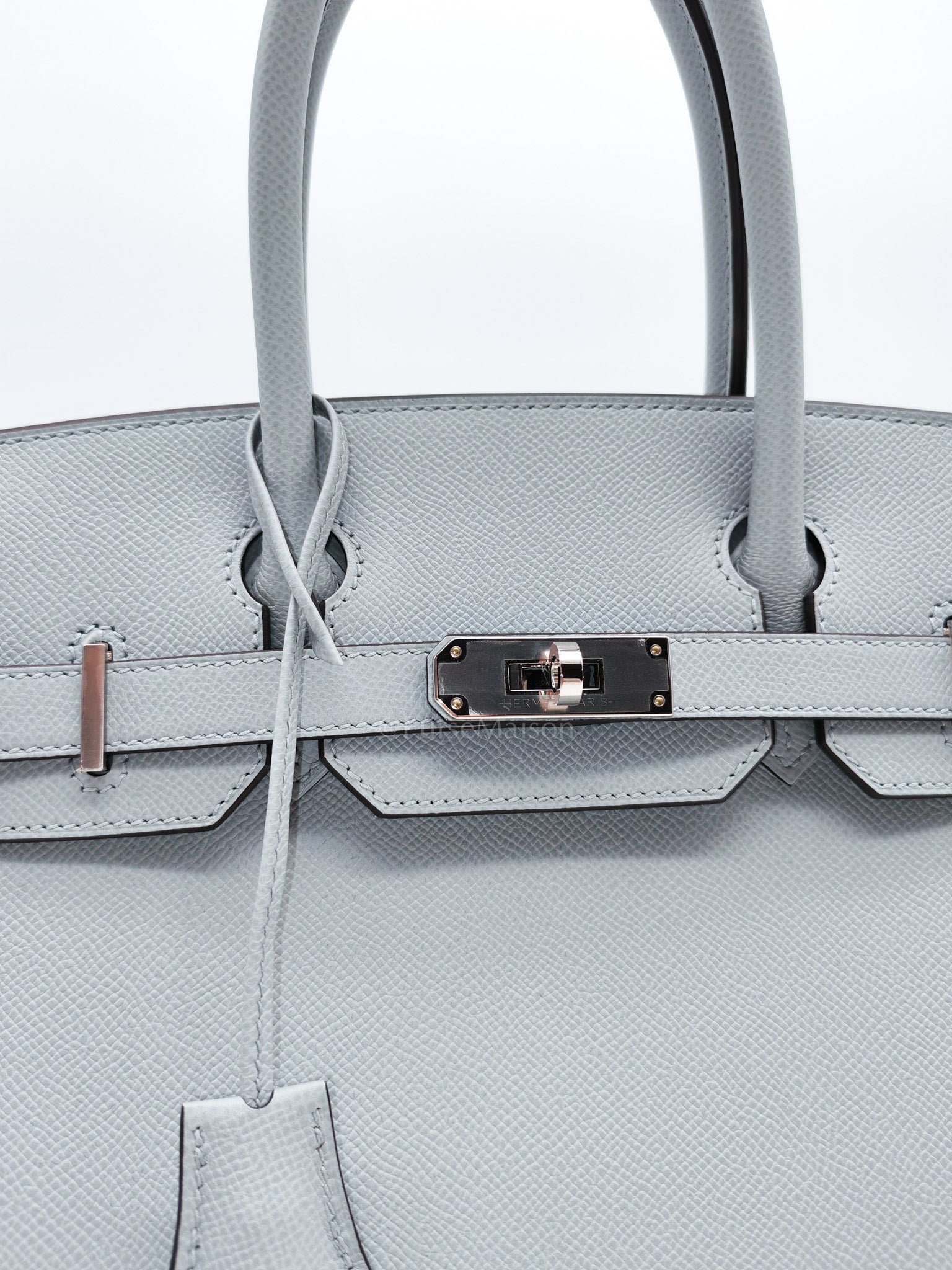 Birkin 30 Sellier in Blue Glacier Epsom Leather and Palladium Hardware Stamp W (2024) | Purse Maison Luxury Bags Shop