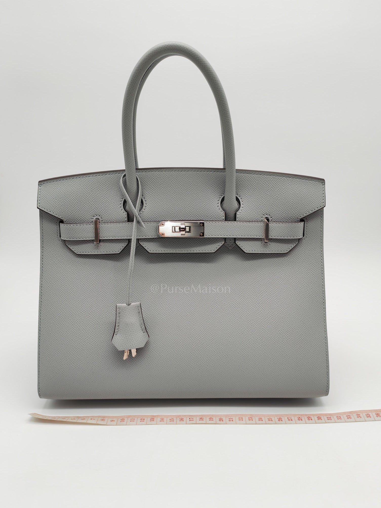 Birkin 30 Sellier in Blue Glacier Epsom Leather and Palladium Hardware Stamp W (2024) | Purse Maison Luxury Bags Shop