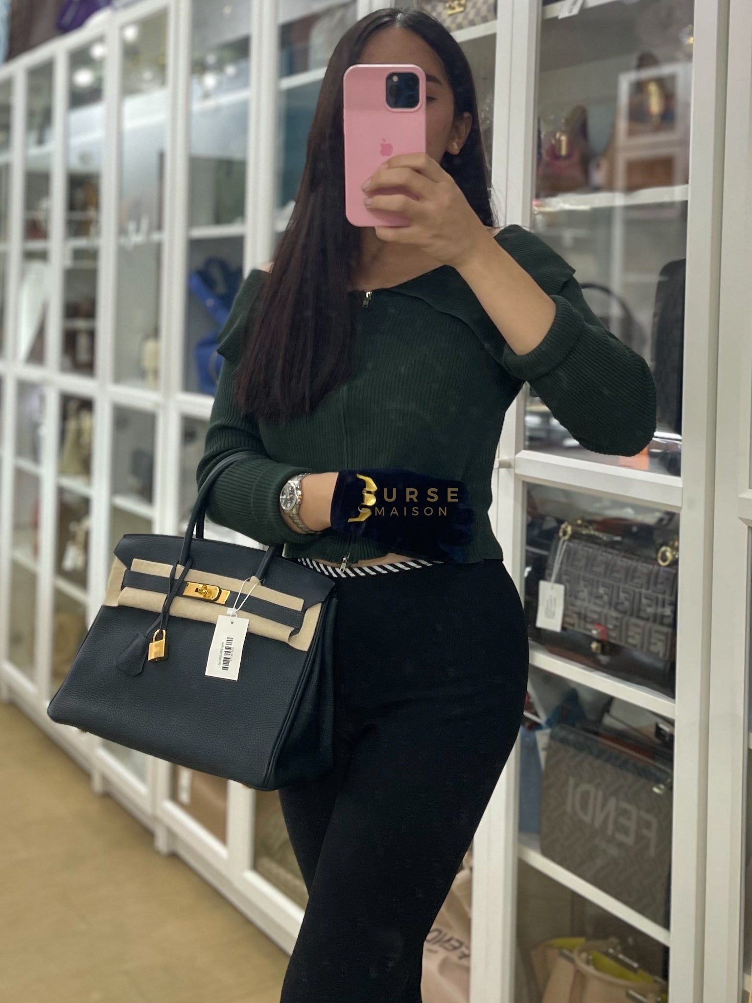Birkin 30 Vert Rousseau in Togo Leather and Gold Hardware Stamp D (2019) | Purse Maison Luxury Bags Shop