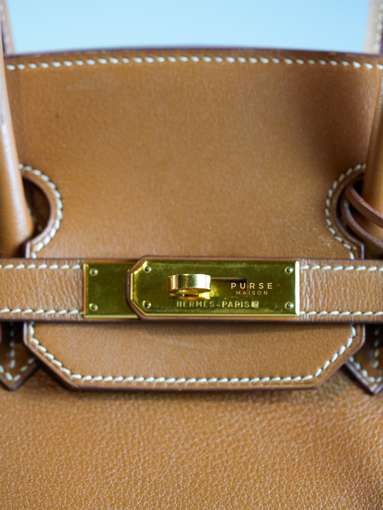 Birkin 35 Gold Ardennes Leather in Gold Hardware Stamp Z circle (1996) | Purse Maison Luxury Bags Shop