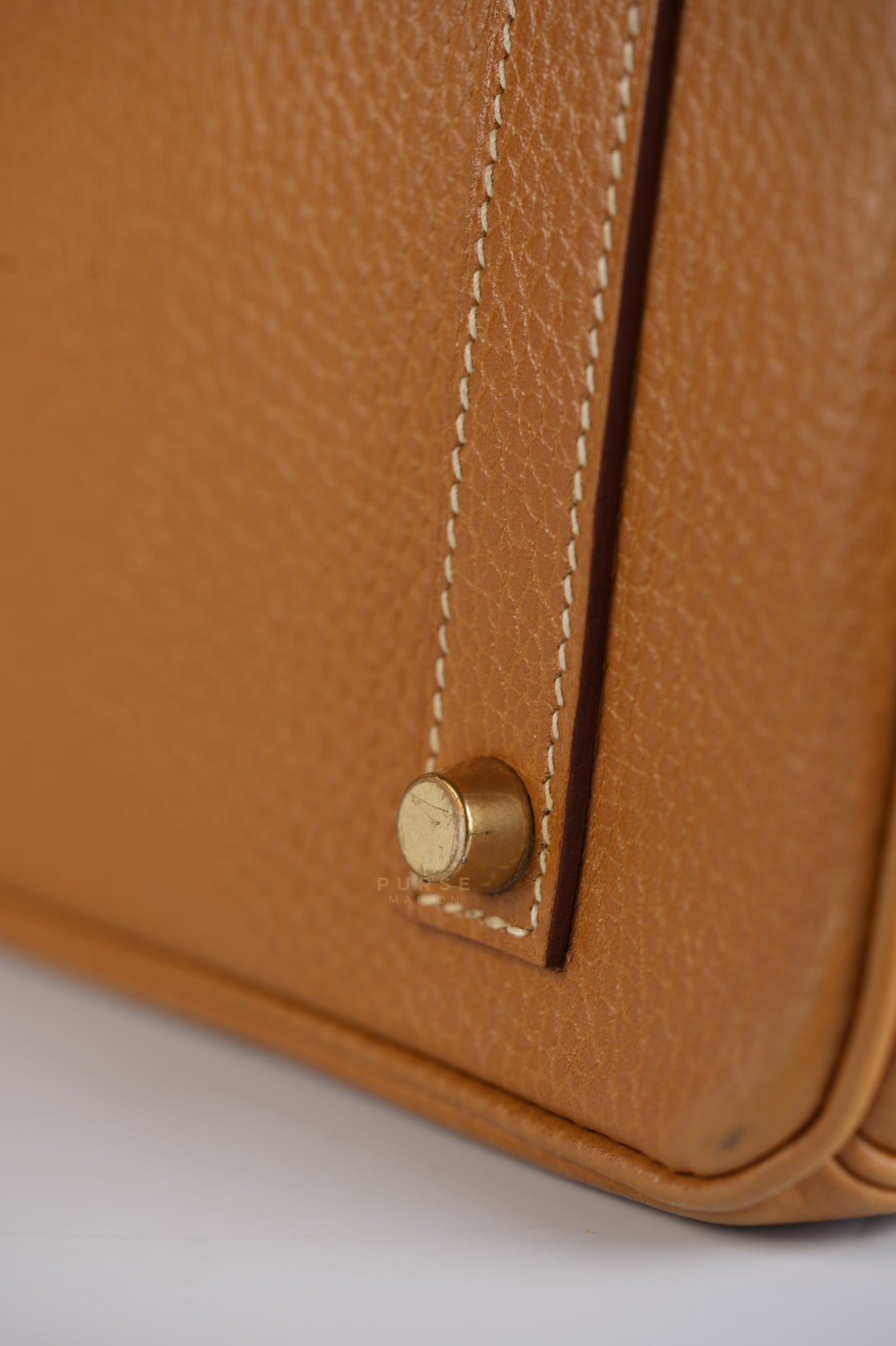 Birkin 35 Natural Sable Ardennes Epsom Leather On Gold Hardware Stamp Square A (1997) | Purse Maison Luxury Bags Shop