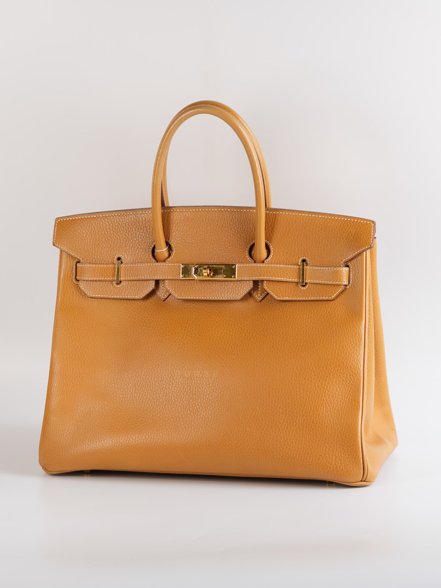 Birkin 35 Natural Sable Ardennes Epsom Leather On Gold Hardware Stamp Square A (1997) | Purse Maison Luxury Bags Shop