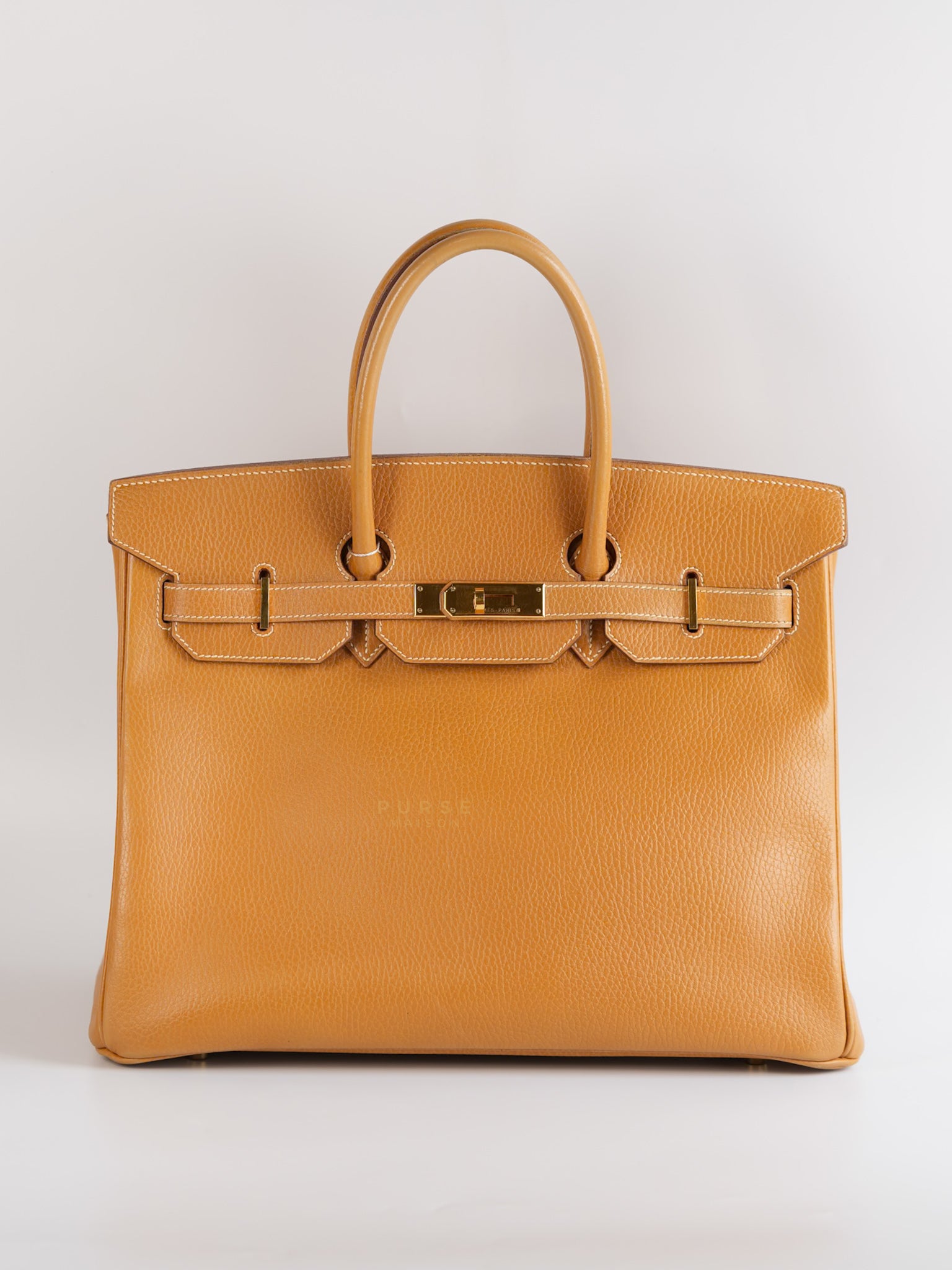 Birkin 35 Natural Sable Ardennes Epsom Leather On Gold Hardware Stamp Square A (1997) | Purse Maison Luxury Bags Shop