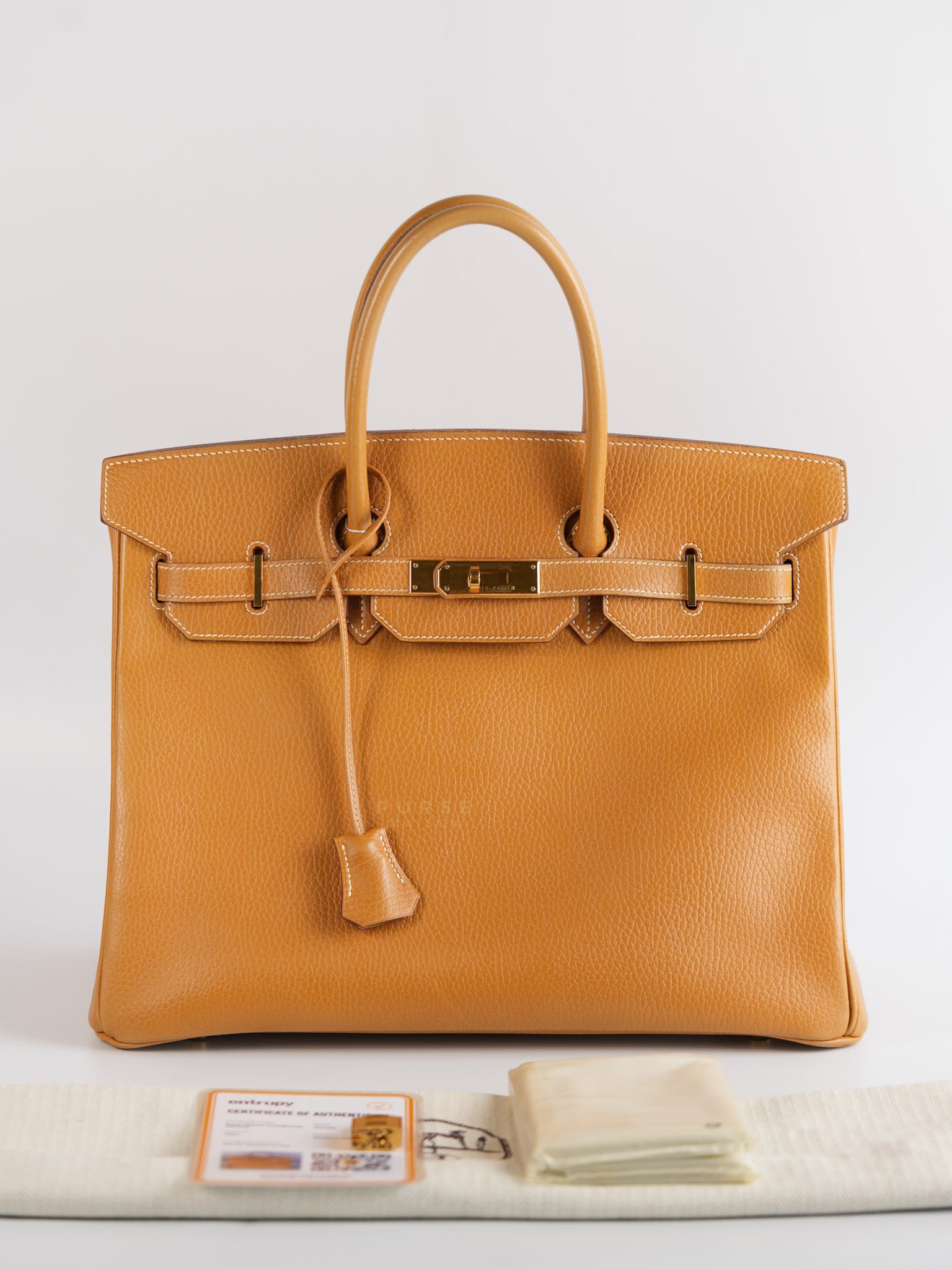 Birkin 35 Natural Sable Ardennes Epsom Leather On Gold Hardware Stamp Square A (1997) | Purse Maison Luxury Bags Shop