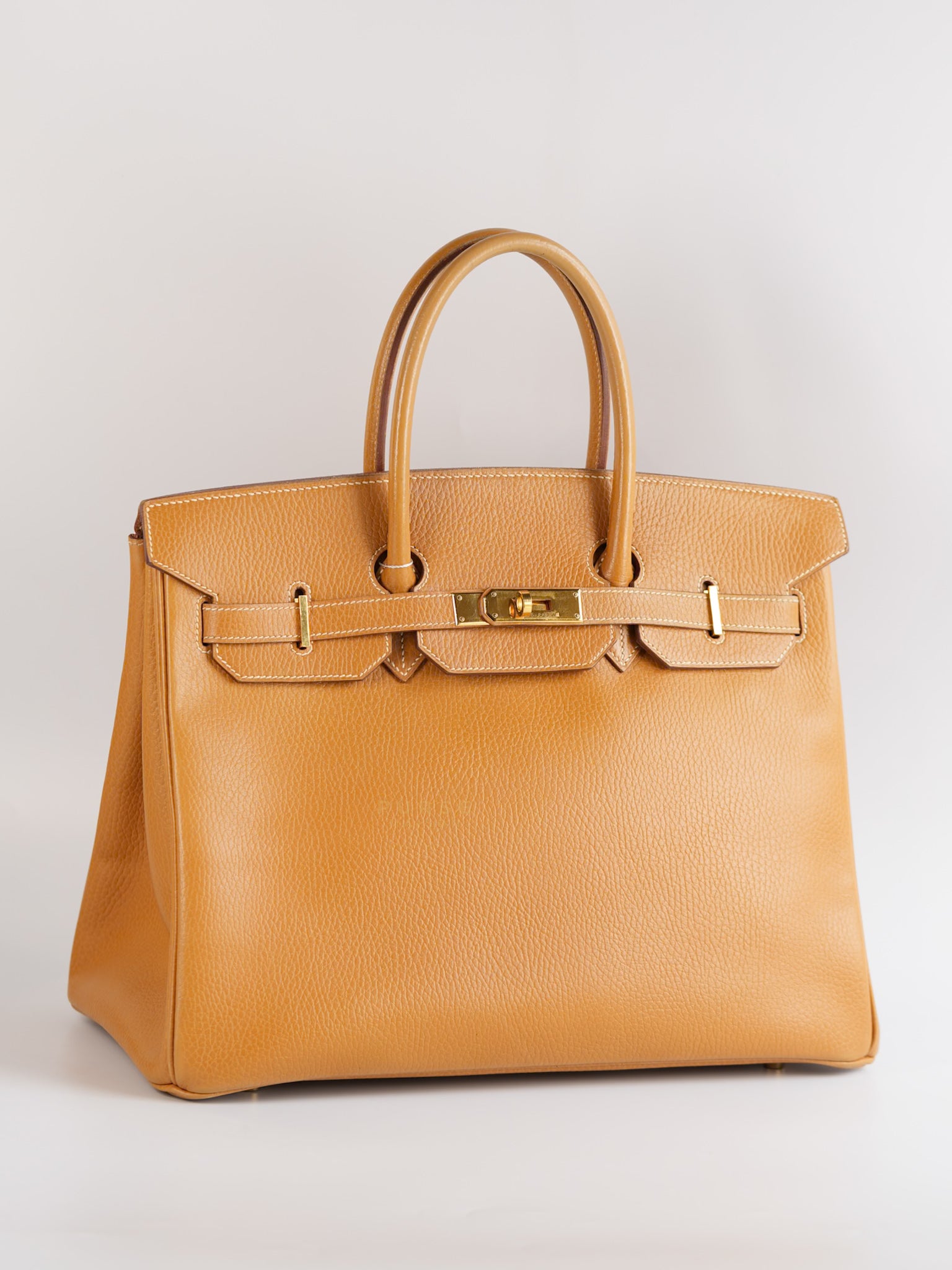 Birkin 35 Natural Sable Ardennes Epsom Leather On Gold Hardware Stamp Square A (1997) | Purse Maison Luxury Bags Shop