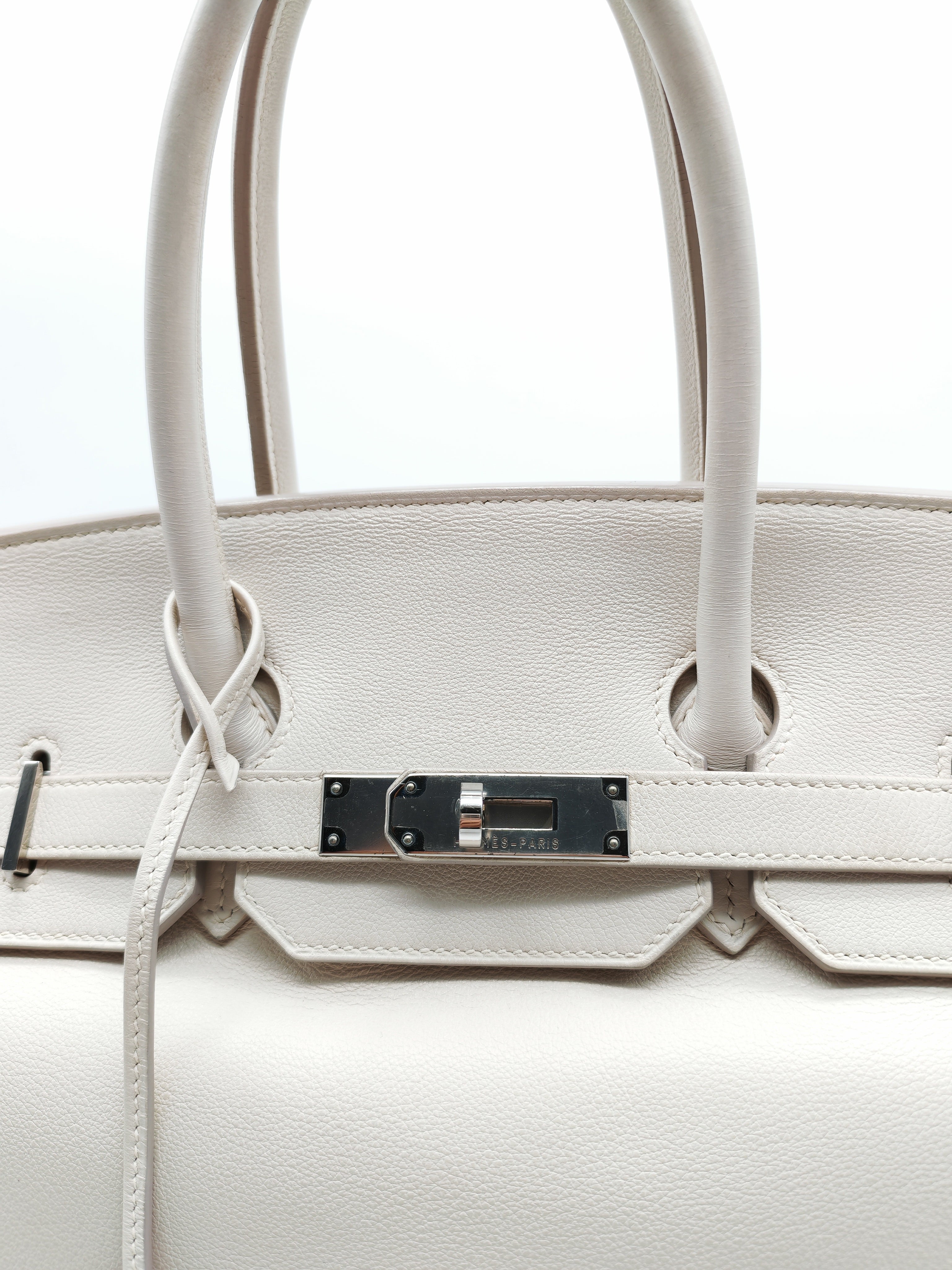 Birkin 35 in Nata Evercolor Leather and Palladium Hardware Stamp Square 0 (2011) | Purse Maison Luxury Bags Shop