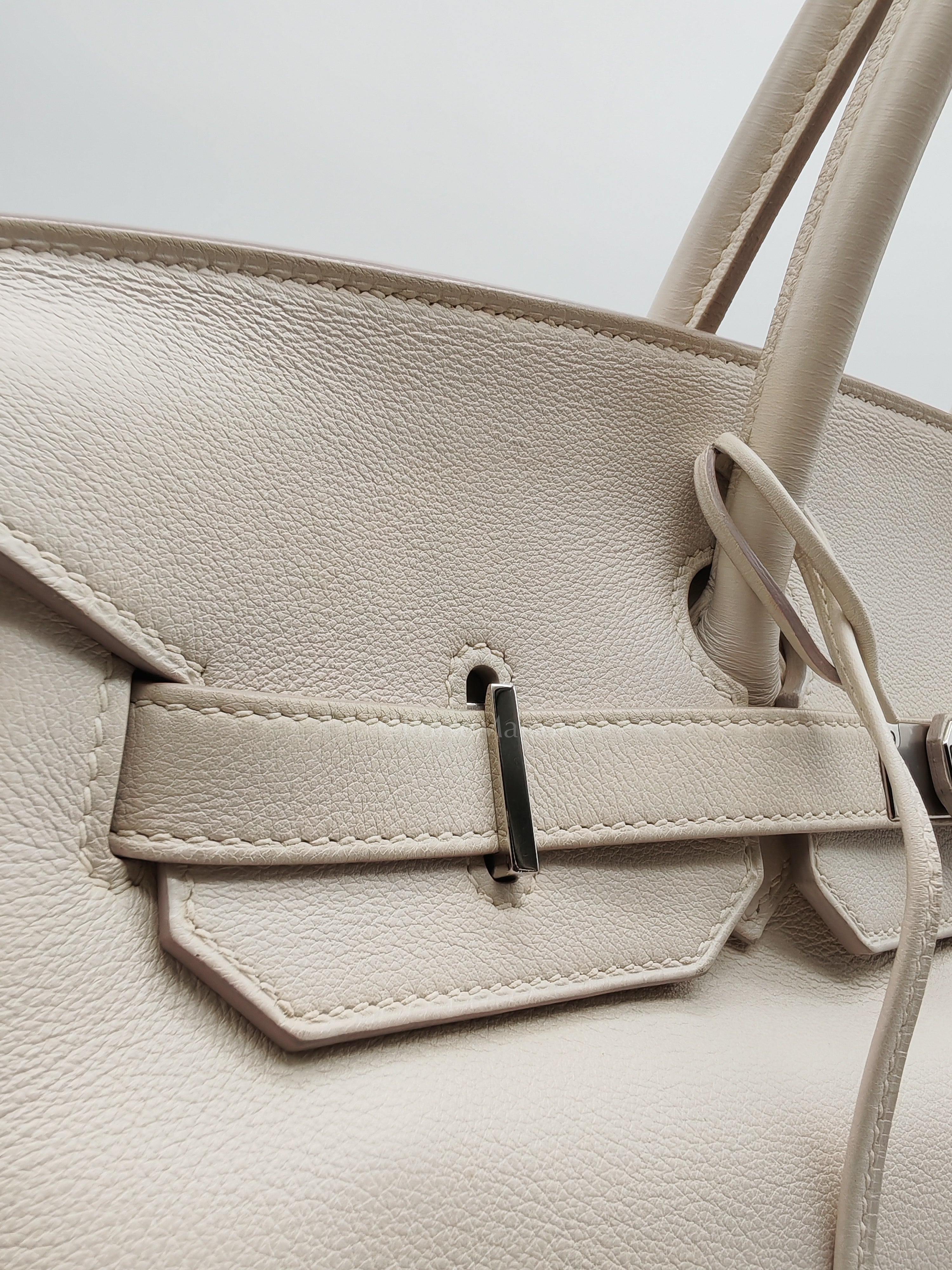 Birkin 35 in Nata Evercolor Leather and Palladium Hardware Stamp Square 0 (2011) | Purse Maison Luxury Bags Shop