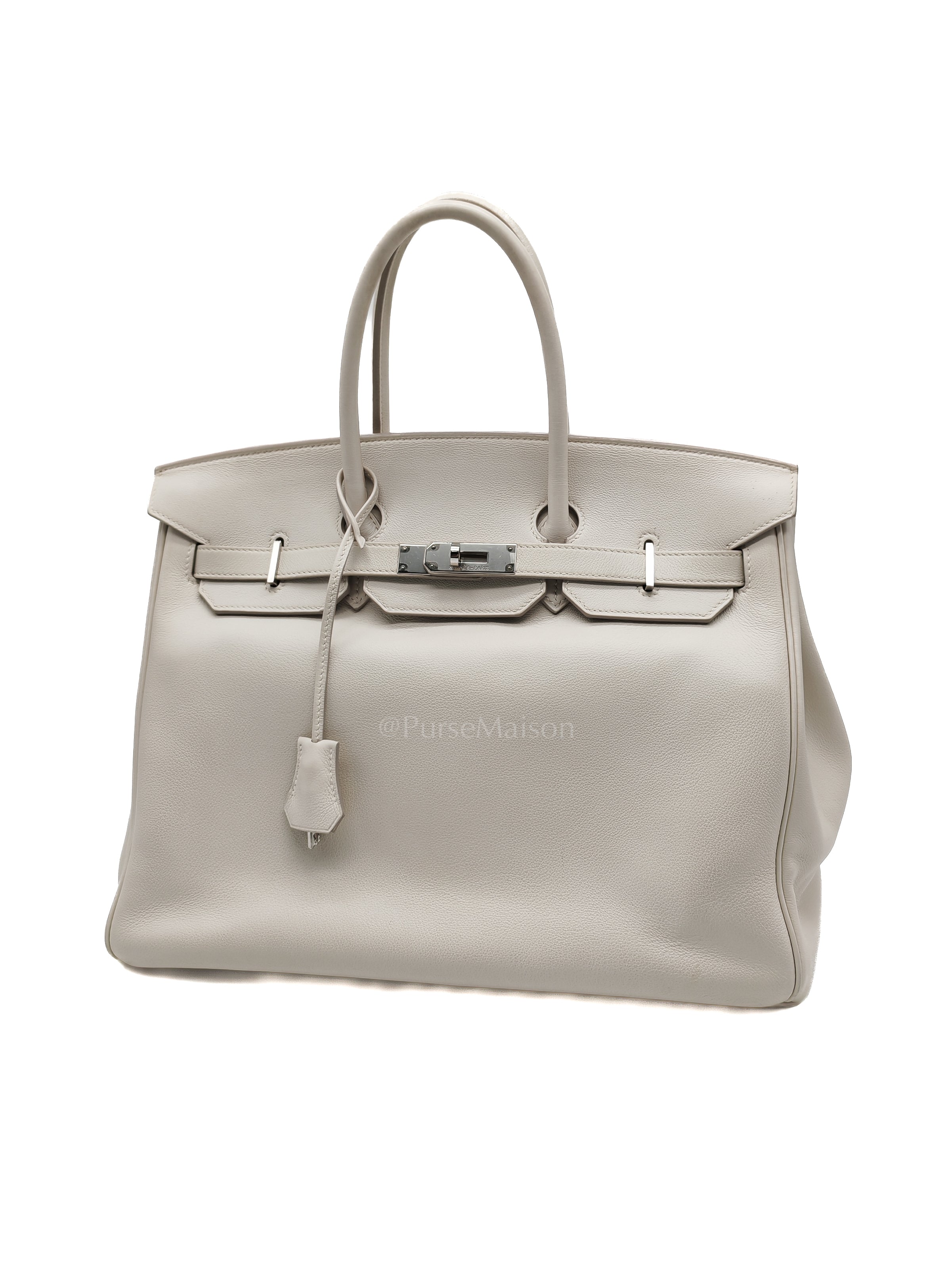 Birkin 35 in Nata Evercolor Leather and Palladium Hardware Stamp Square 0 (2011) | Purse Maison Luxury Bags Shop
