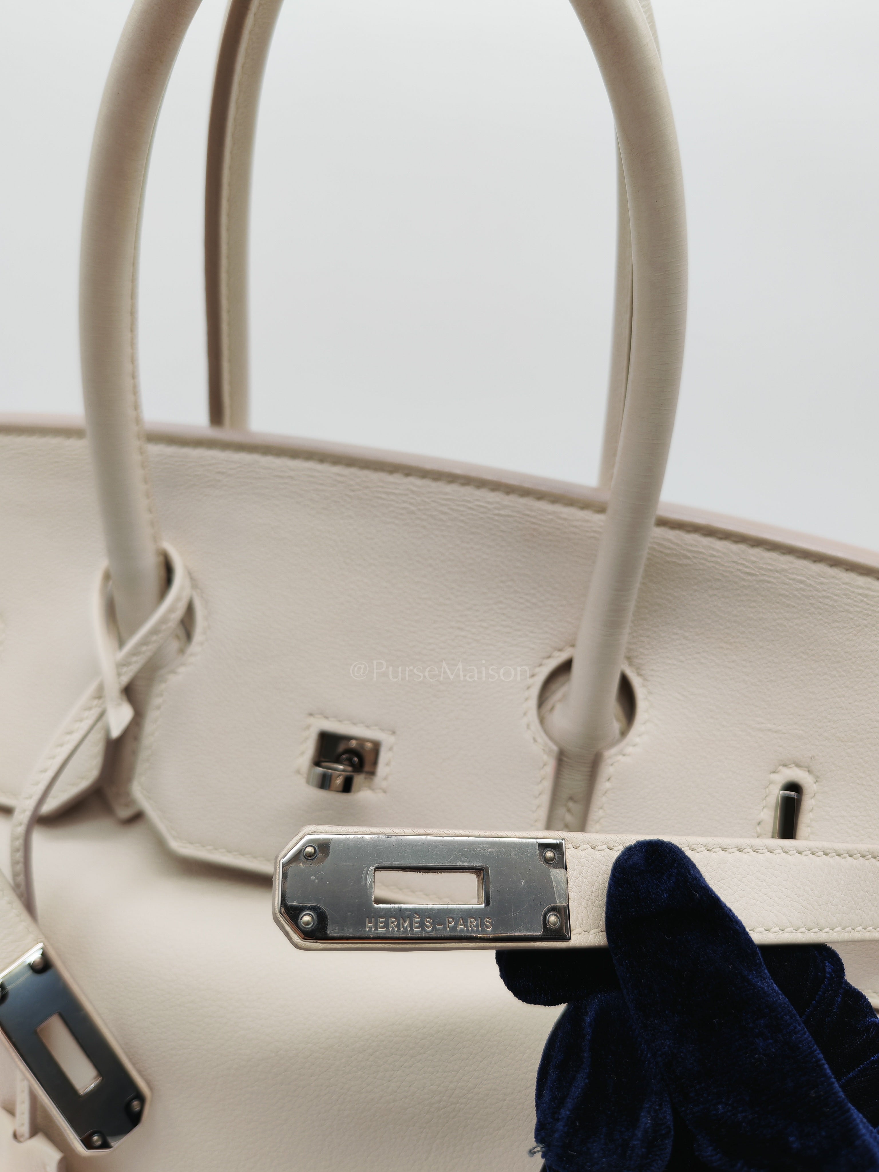 Birkin 35 in Nata Evercolor Leather and Palladium Hardware Stamp Square 0 (2011) | Purse Maison Luxury Bags Shop