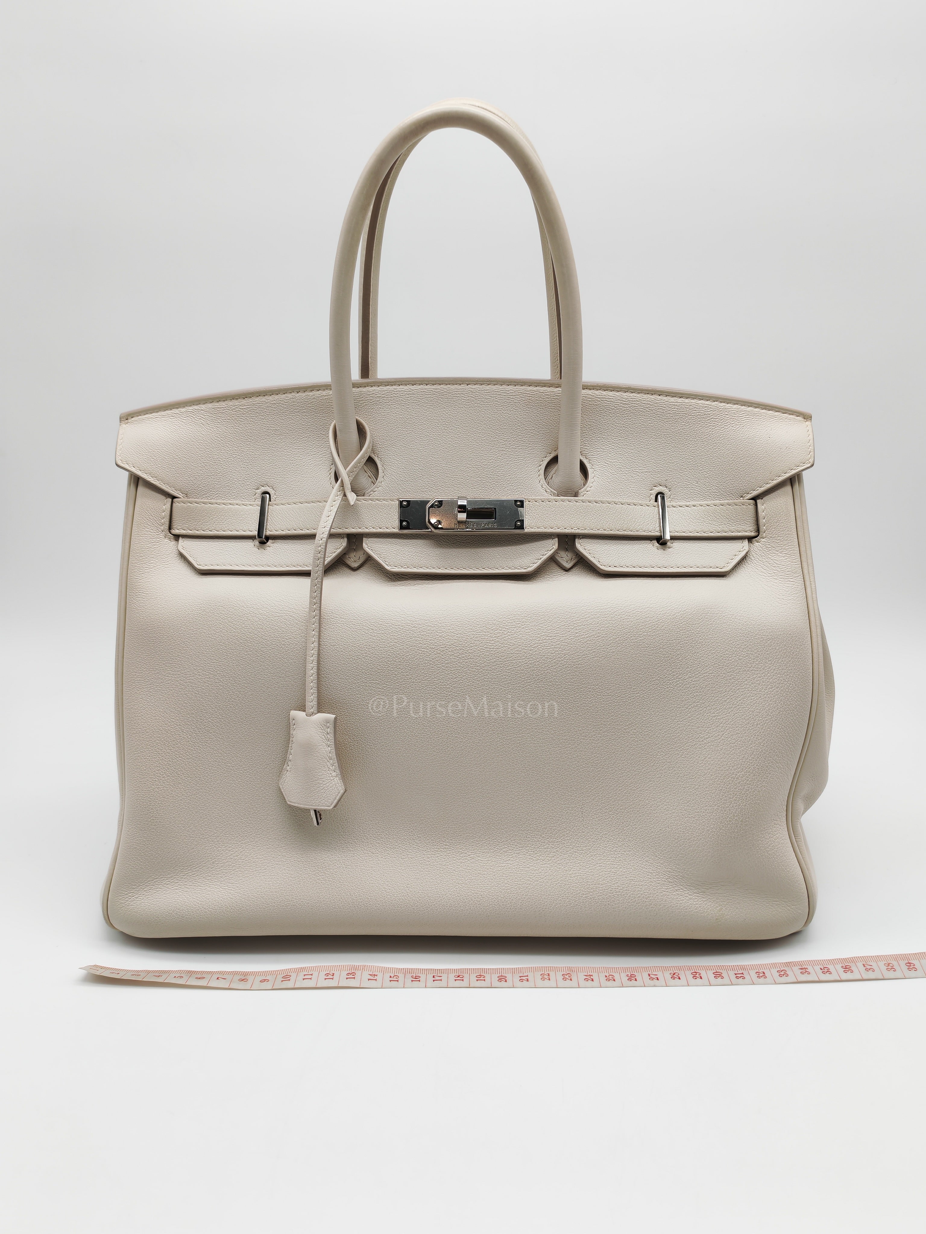 Birkin 35 in Nata Evercolor Leather and Palladium Hardware Stamp Square 0 (2011) | Purse Maison Luxury Bags Shop