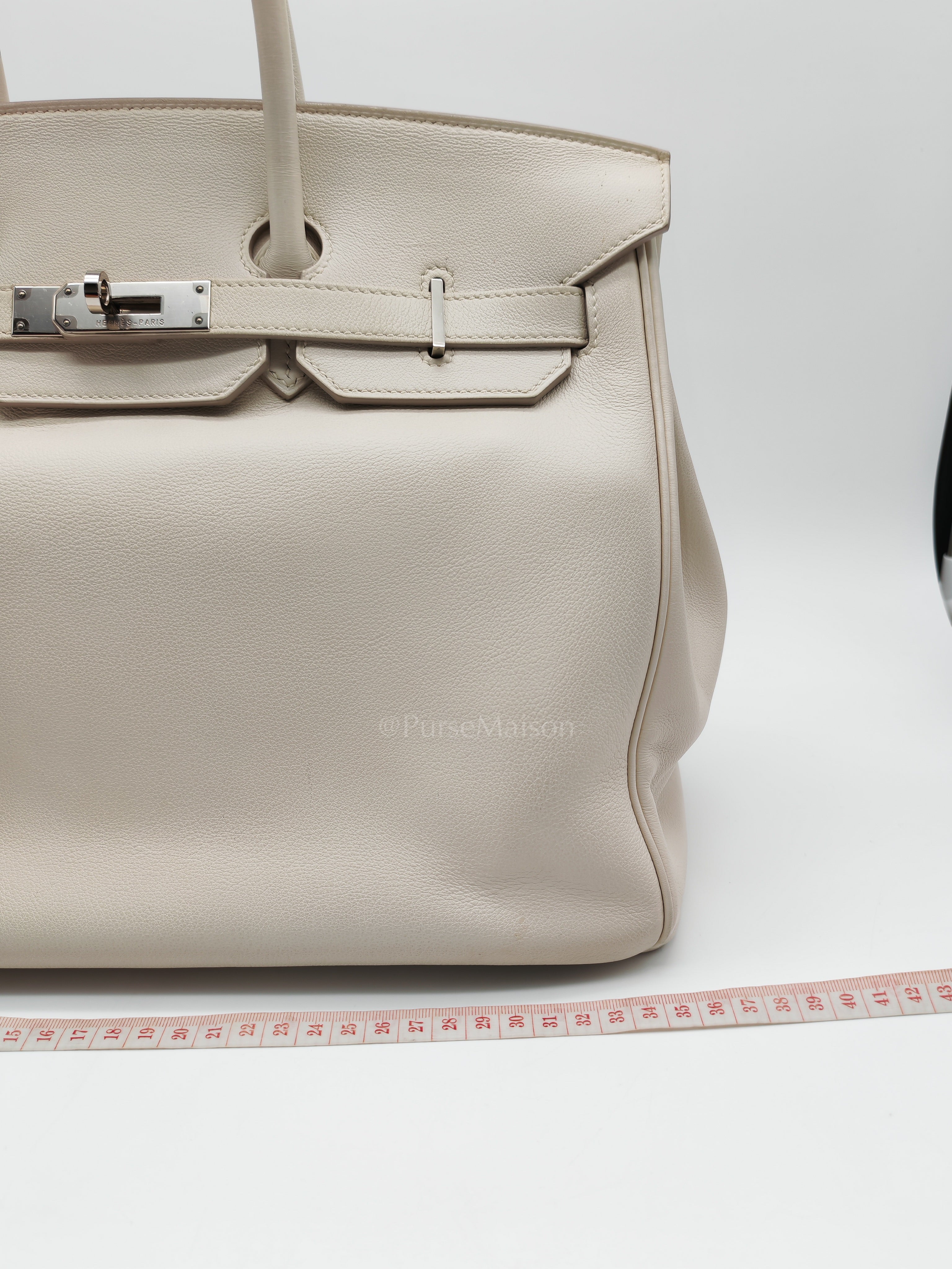 Birkin 35 in Nata Evercolor Leather and Palladium Hardware Stamp Square 0 (2011) | Purse Maison Luxury Bags Shop