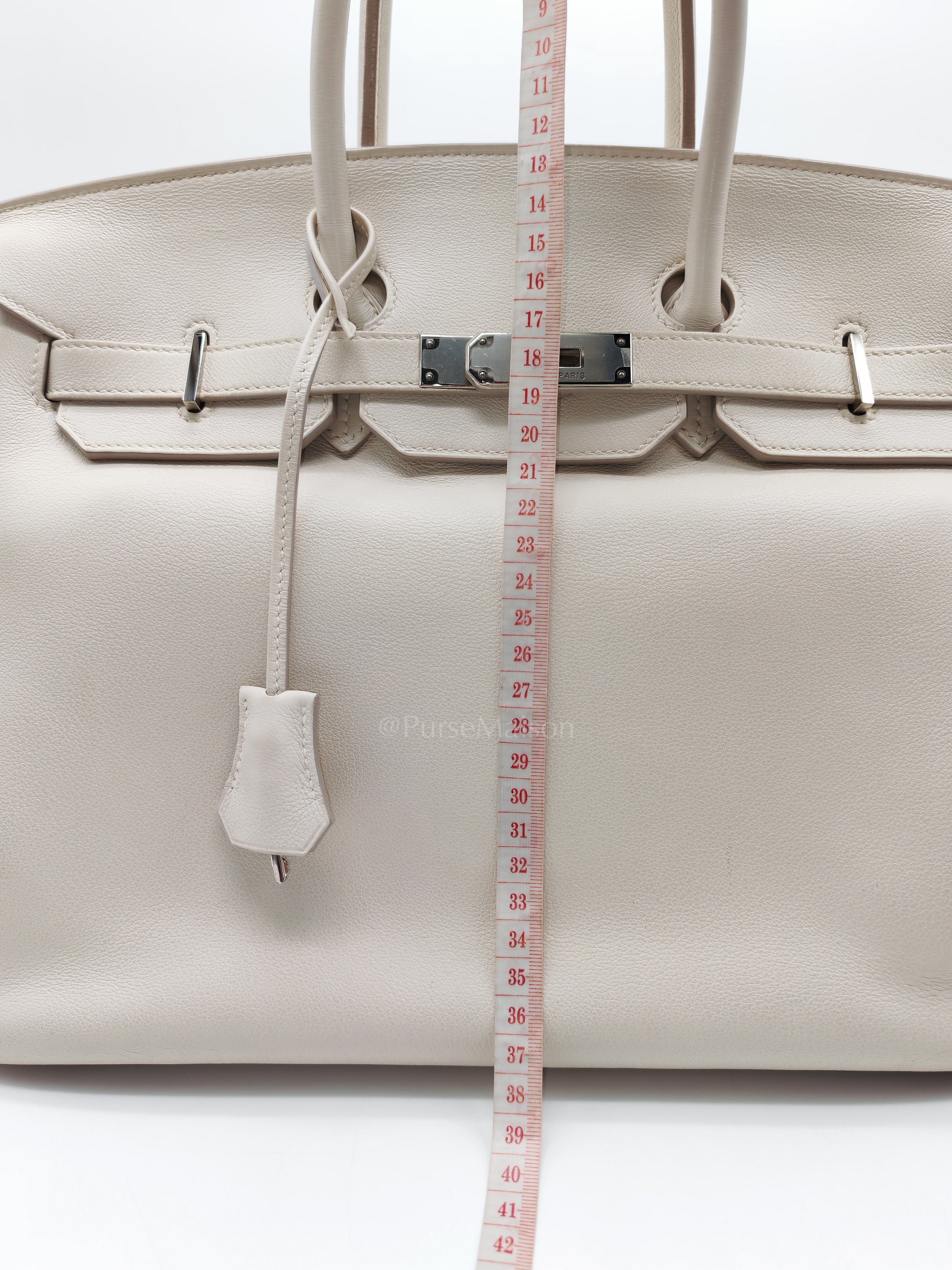 Birkin 35 in Nata Evercolor Leather and Palladium Hardware Stamp Square 0 (2011) | Purse Maison Luxury Bags Shop