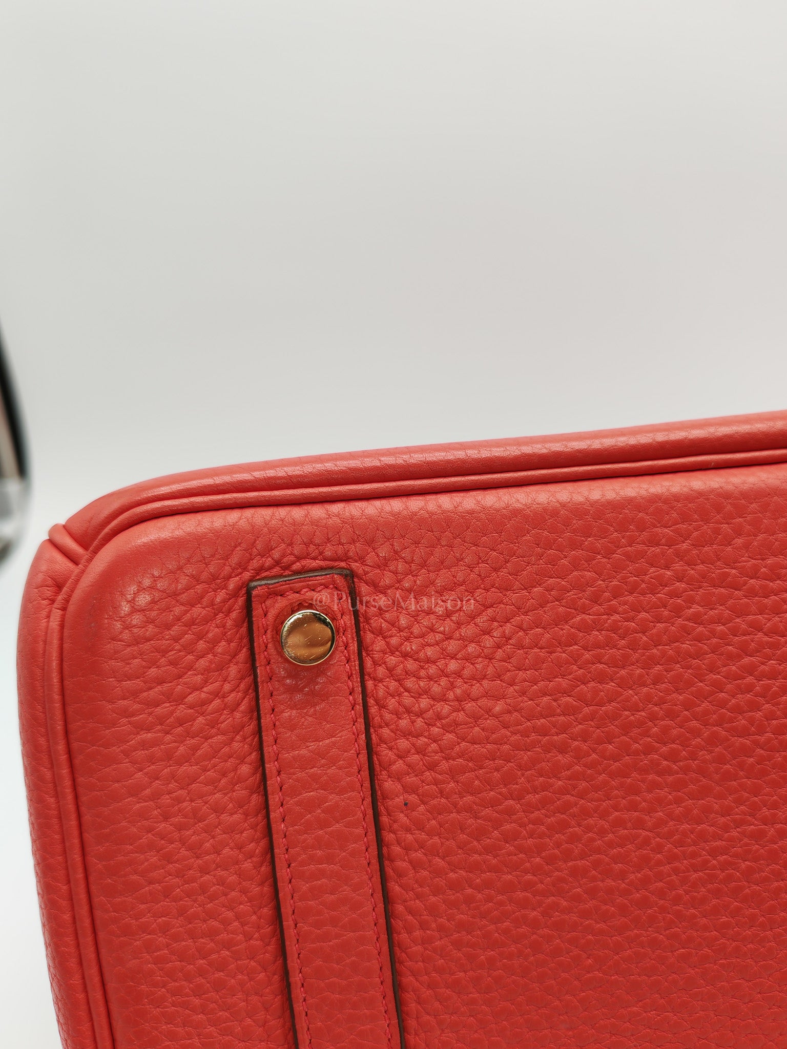 Birkin 35 Retourne in Bougainvillier Clemence Leather and Gold Hardware Stamp Square N (2010) | Purse Maison Luxury Bags Shop