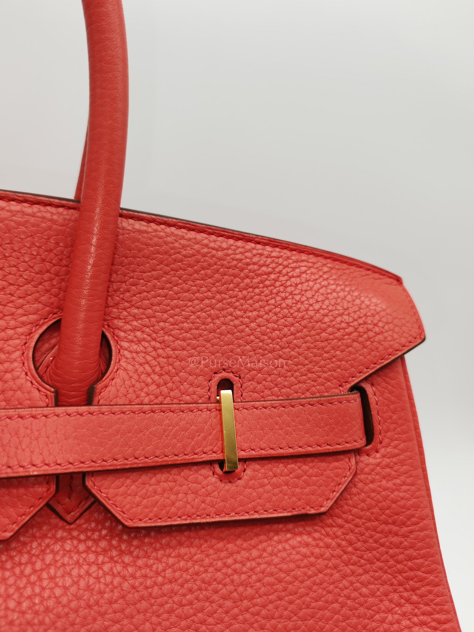 Birkin 35 Retourne in Bougainvillier Clemence Leather and Gold Hardware Stamp Square N (2010) | Purse Maison Luxury Bags Shop