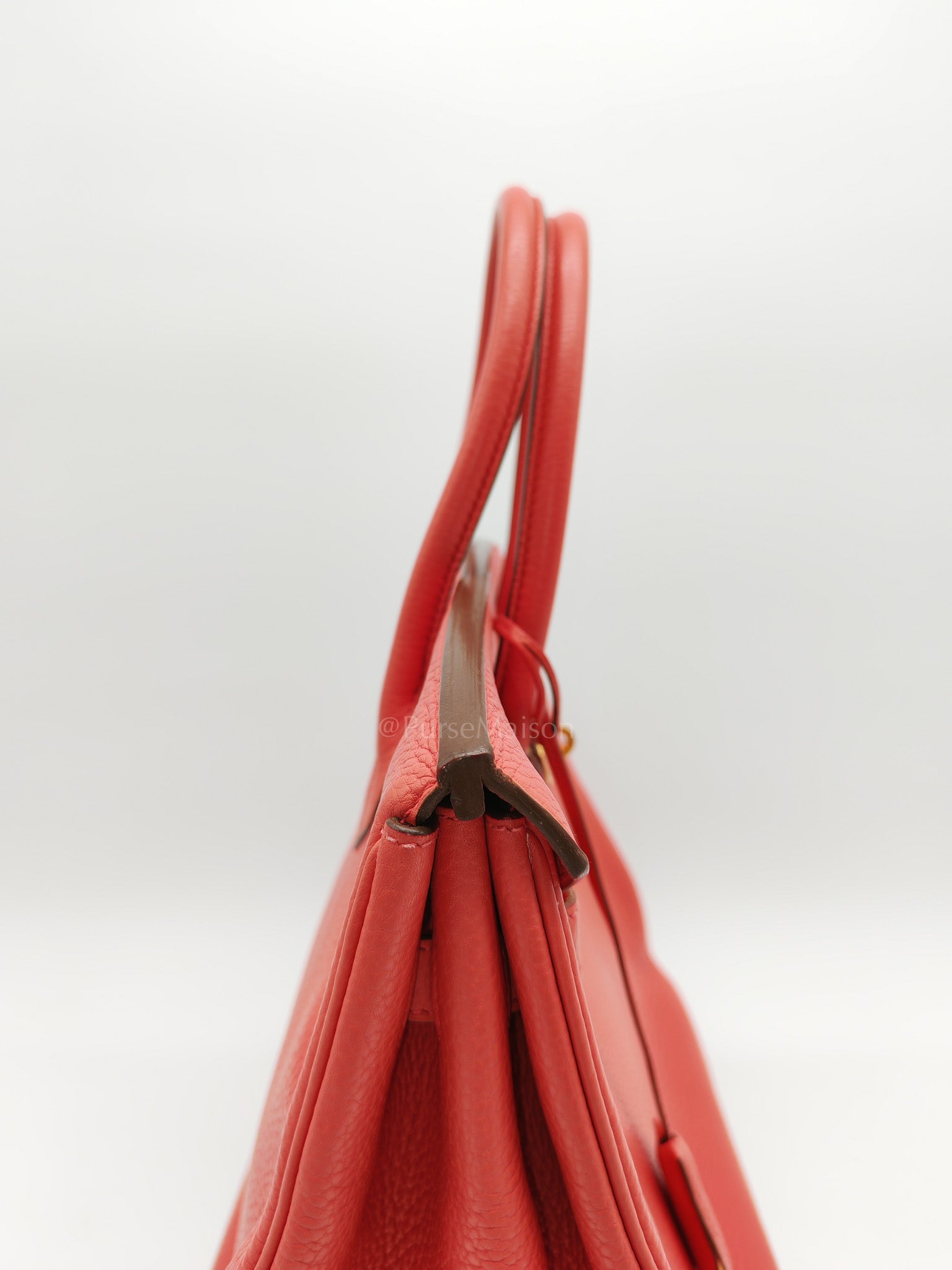 Birkin 35 Retourne in Bougainvillier Clemence Leather and Gold Hardware Stamp Square N (2010) | Purse Maison Luxury Bags Shop