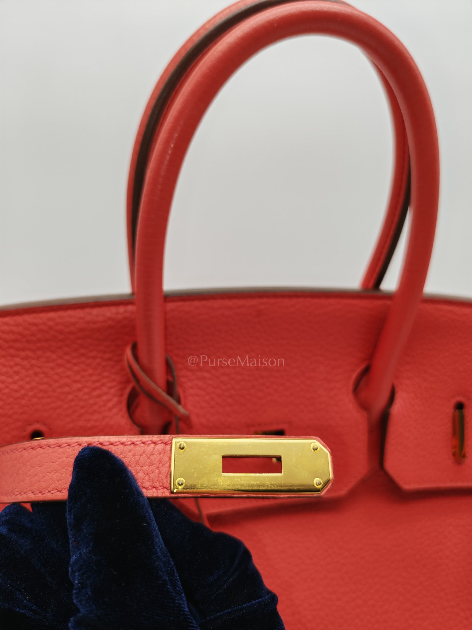 Birkin 35 Retourne in Bougainvillier Clemence Leather and Gold Hardware Stamp Square N (2010) | Purse Maison Luxury Bags Shop