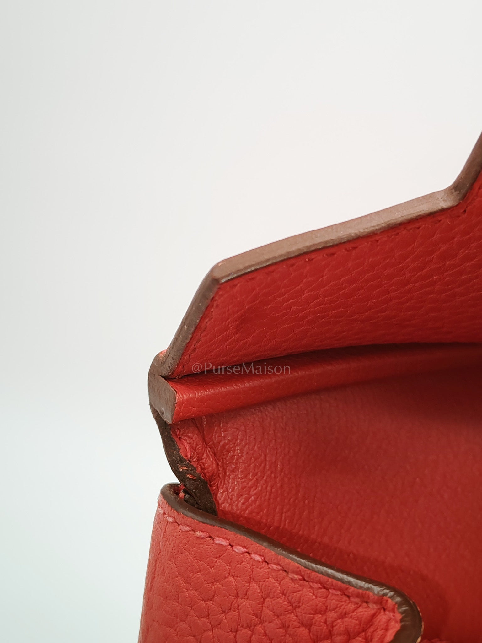 Birkin 35 Retourne in Bougainvillier Clemence Leather and Gold Hardware Stamp Square N (2010) | Purse Maison Luxury Bags Shop