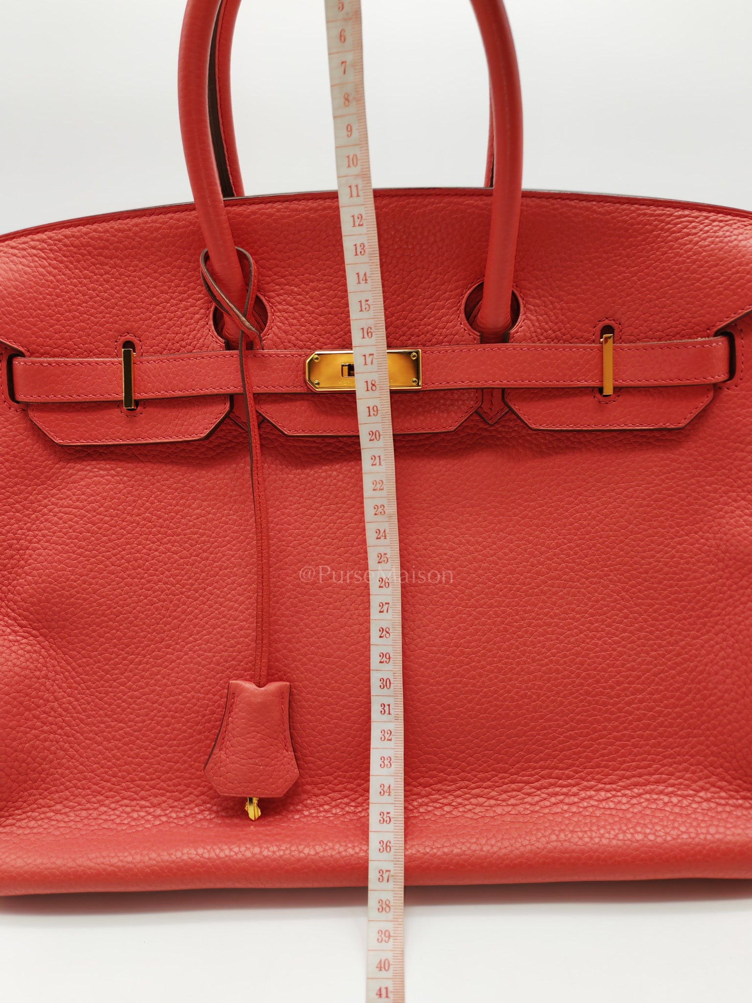 Birkin 35 Retourne in Bougainvillier Clemence Leather and Gold Hardware Stamp Square N (2010) | Purse Maison Luxury Bags Shop