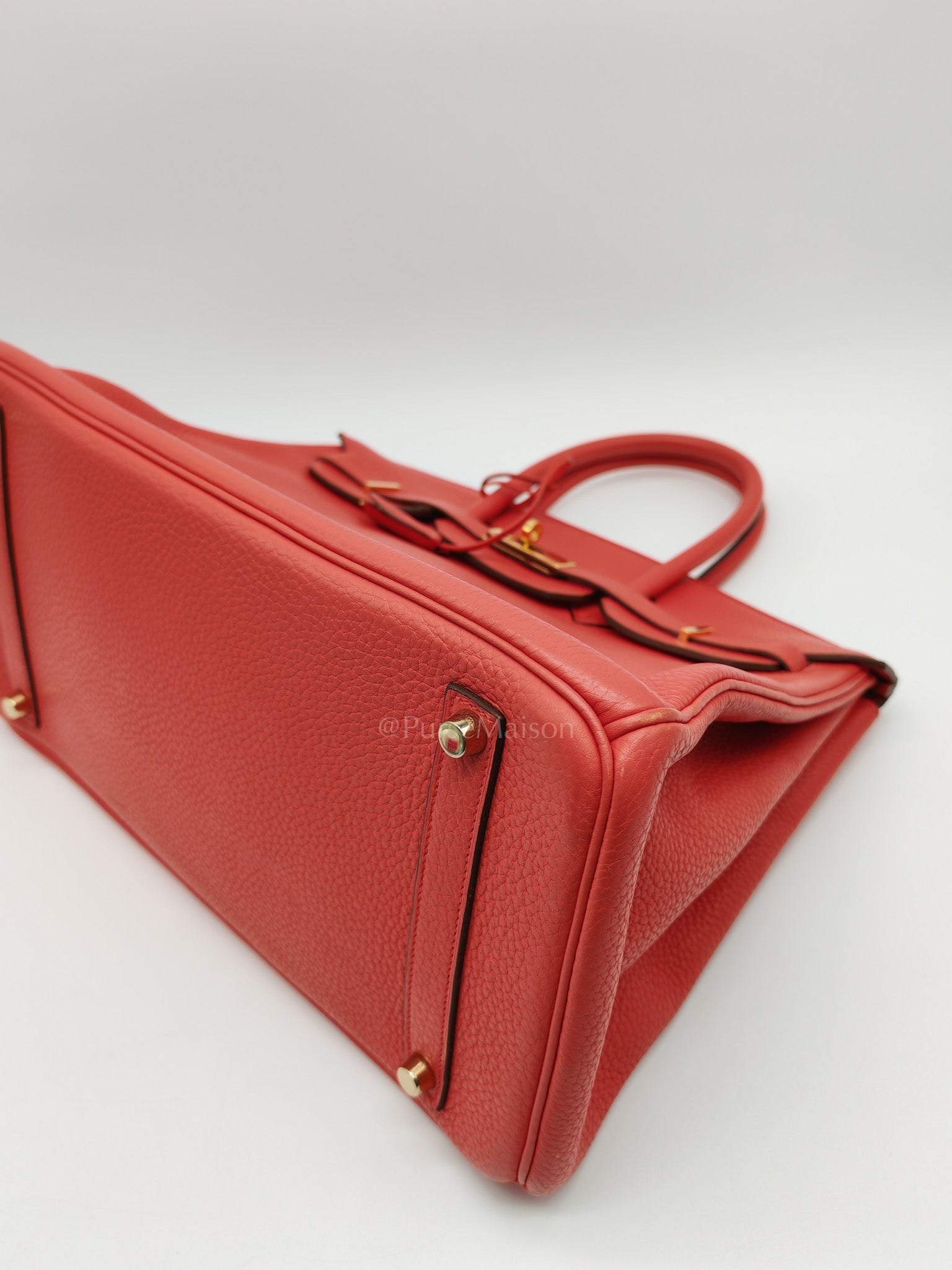 Birkin 35 Retourne in Bougainvillier Clemence Leather and Gold Hardware Stamp Square N (2010) | Purse Maison Luxury Bags Shop